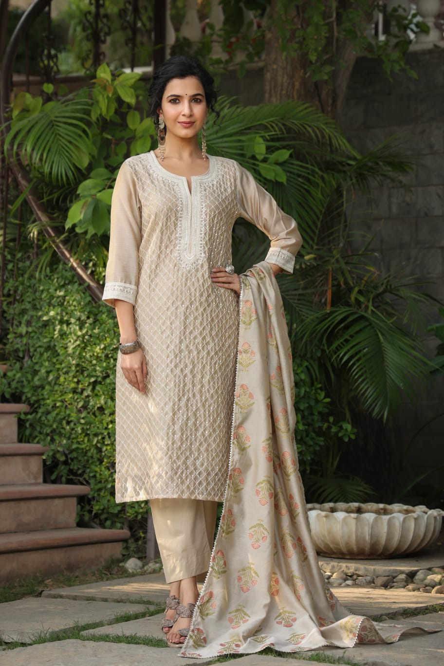 Classic Suit With Printed Dupatta