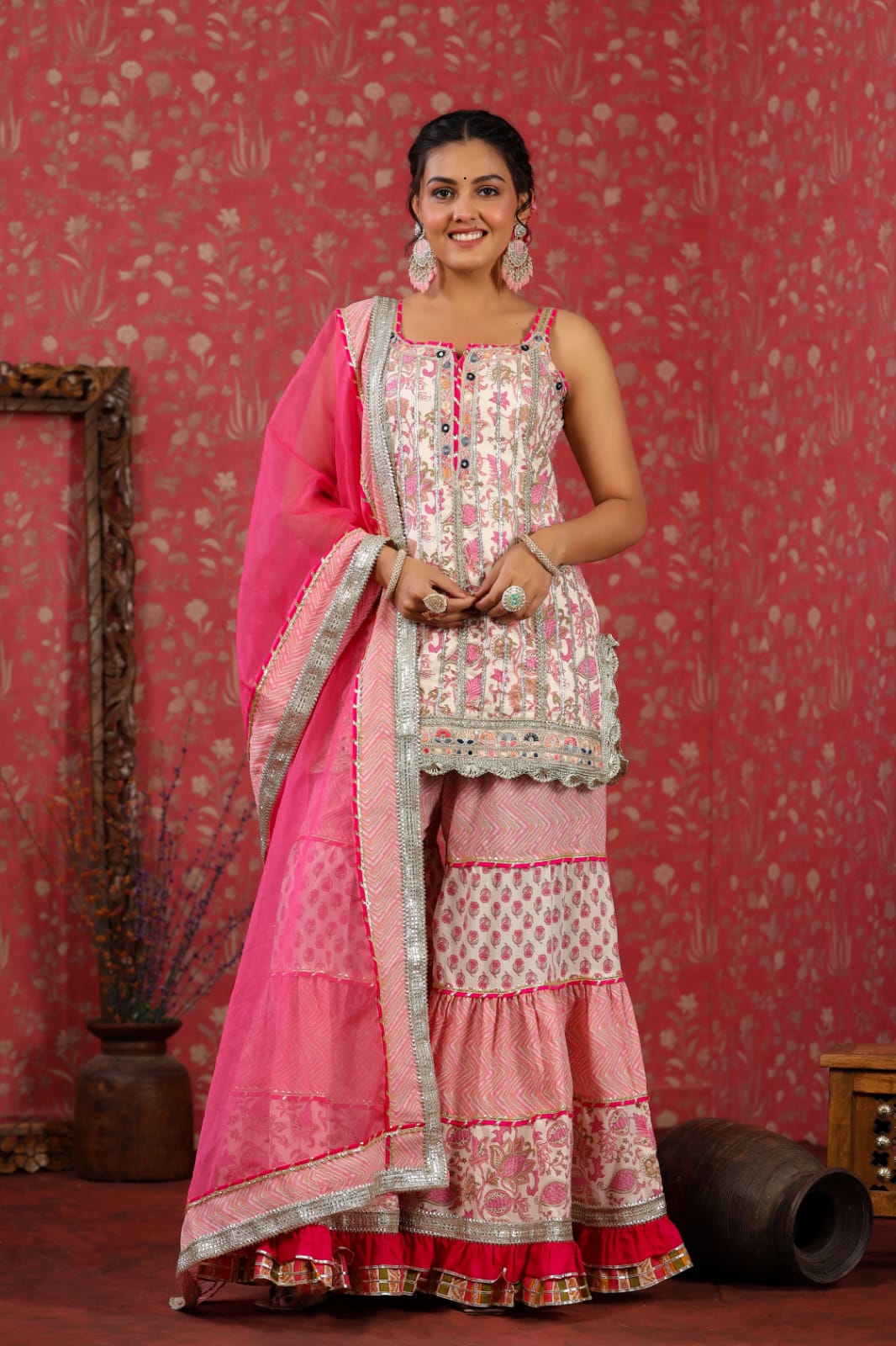 Pink Gota Patti Sharara