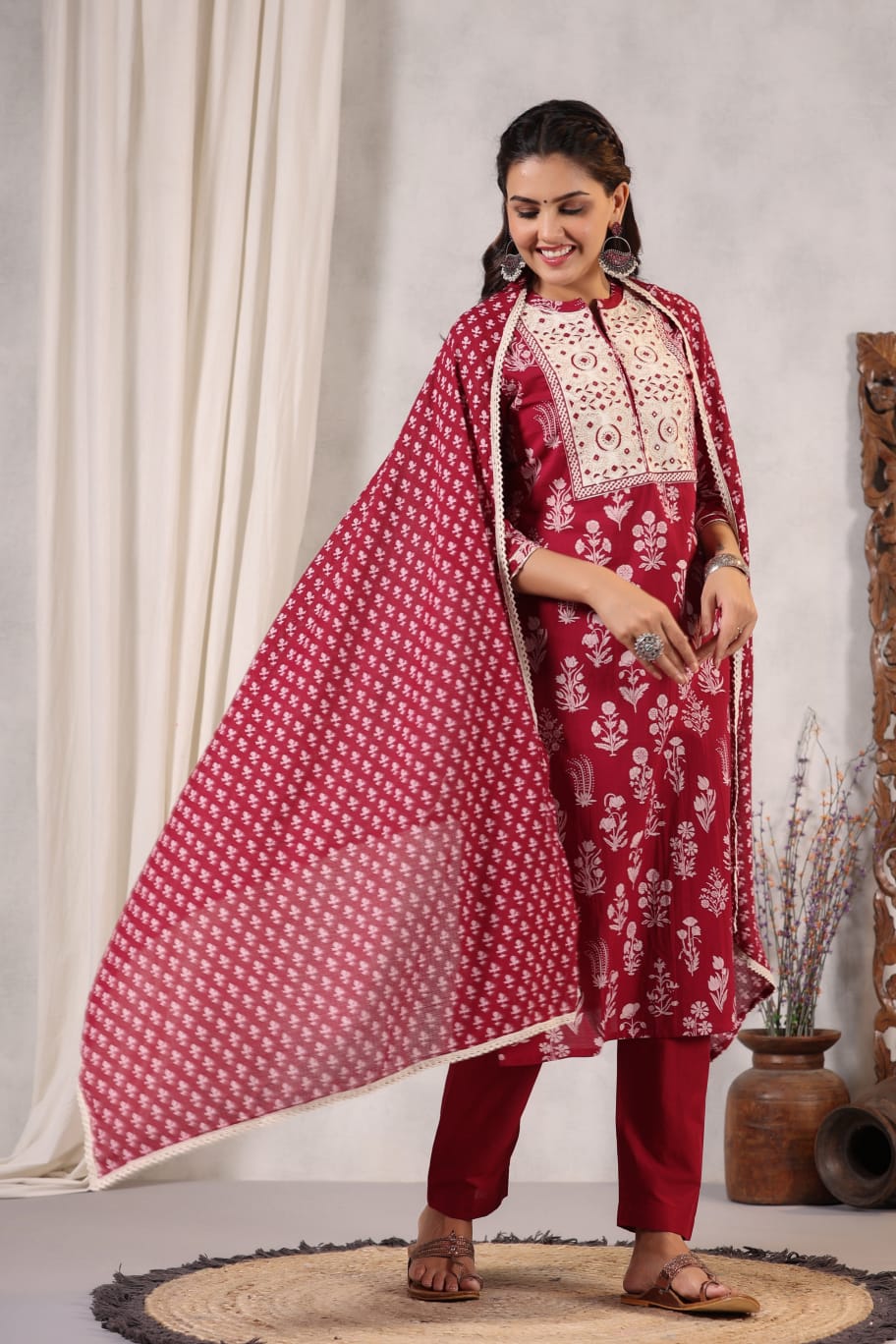 RED COTTON SUIT