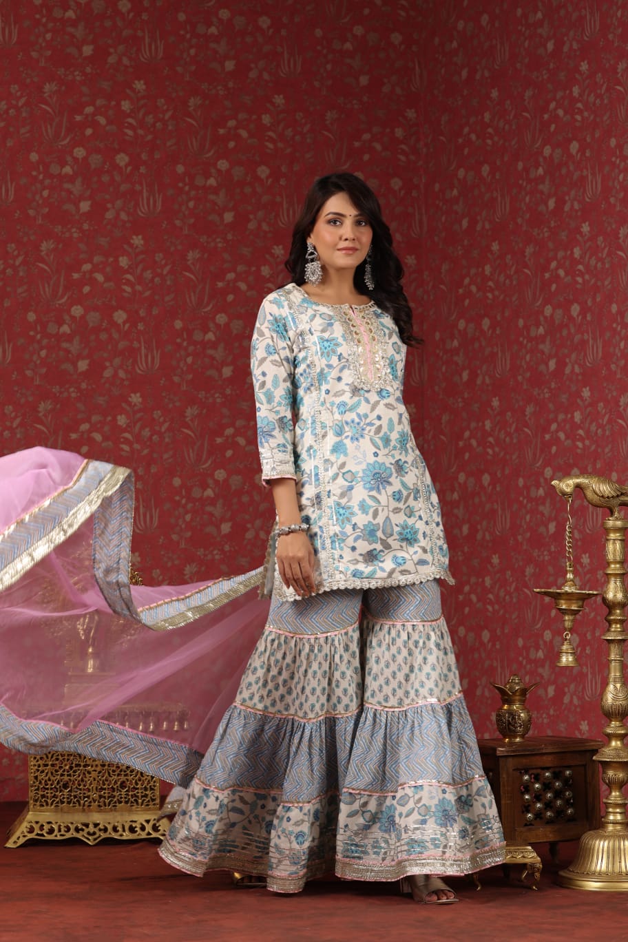LUXURY COTTON SHARARA WITH GOTA