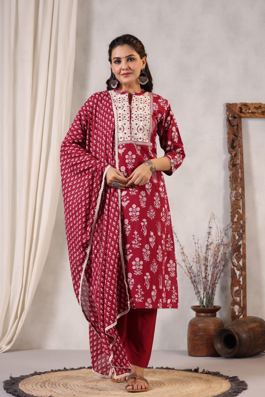 RED COTTON SUIT