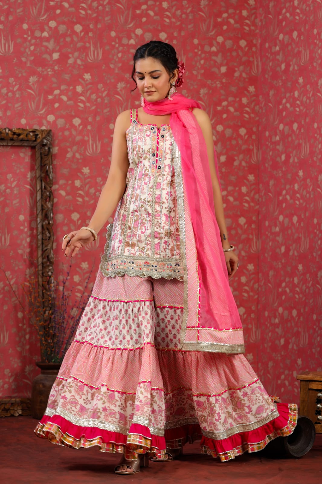 Pink Gota Patti Sharara
