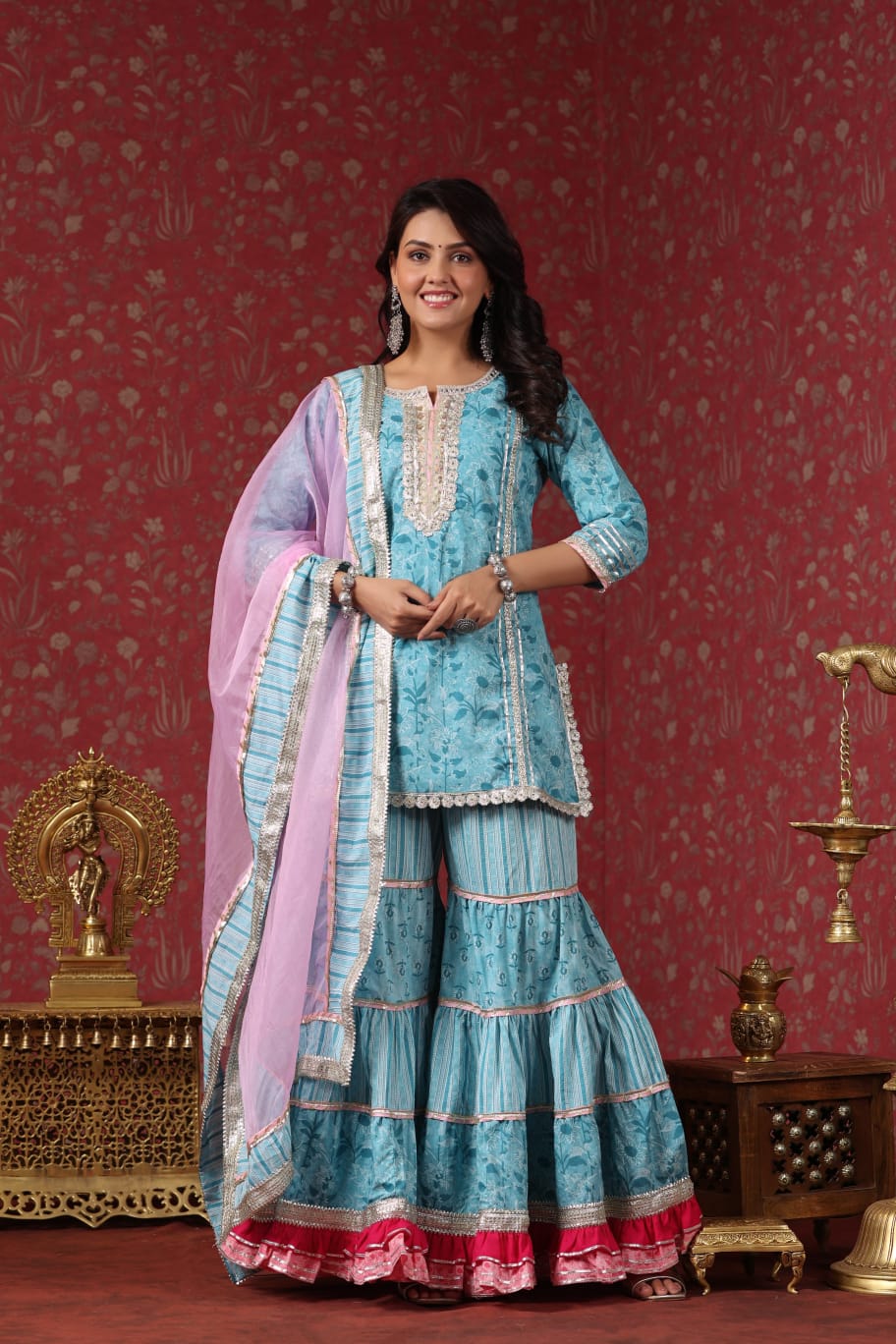 LUXURY COTTON SHARARA WITH GOTA