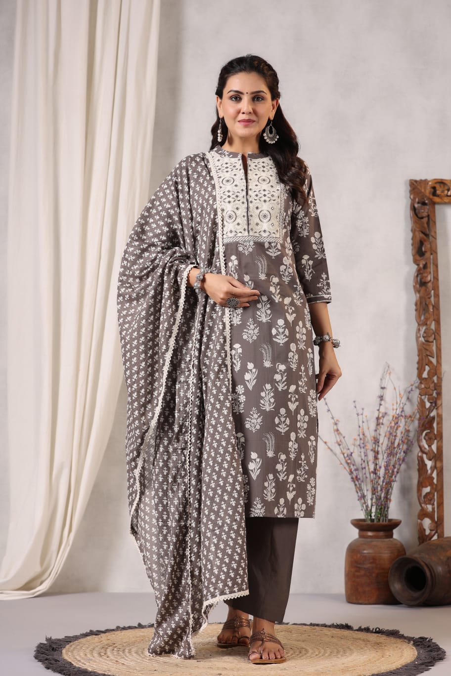 Classy Grey Cotton Suit