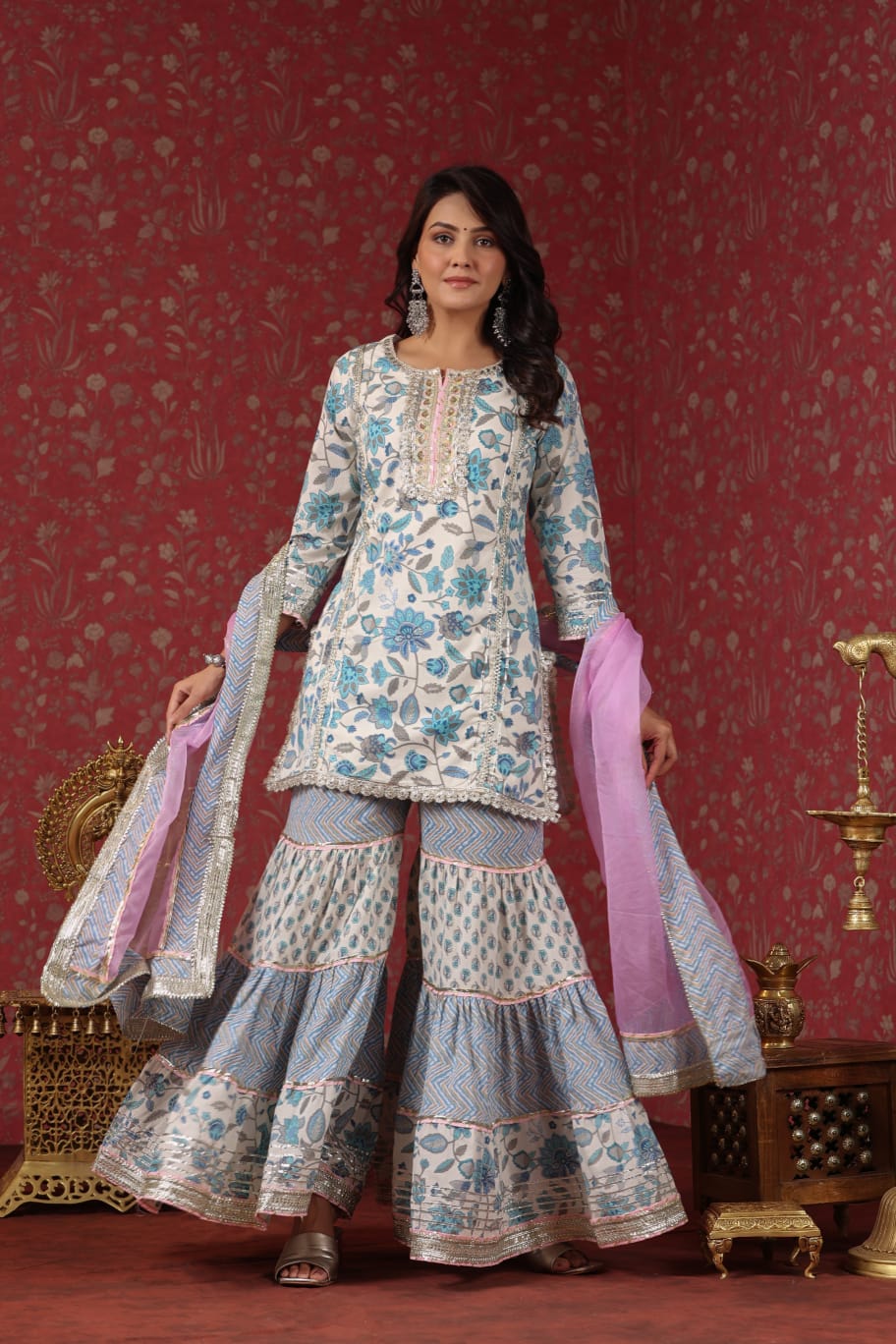 LUXURY COTTON SHARARA WITH GOTA