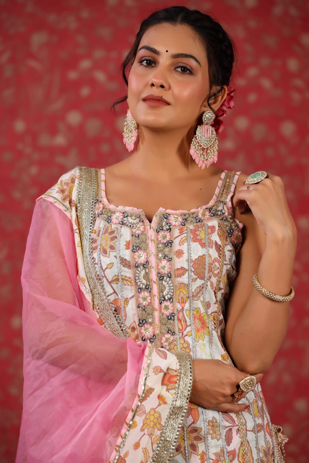 Pink Gota Patti Sharara
