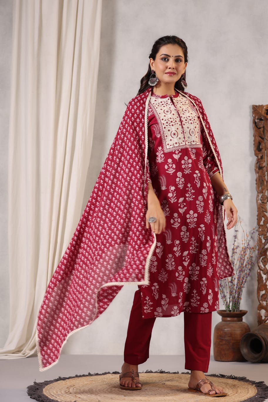 RED COTTON SUIT