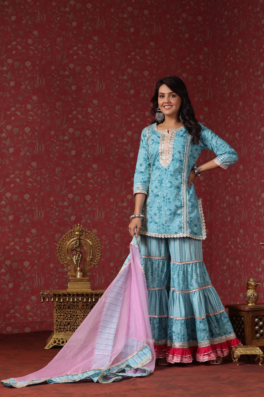 LUXURY COTTON SHARARA WITH GOTA