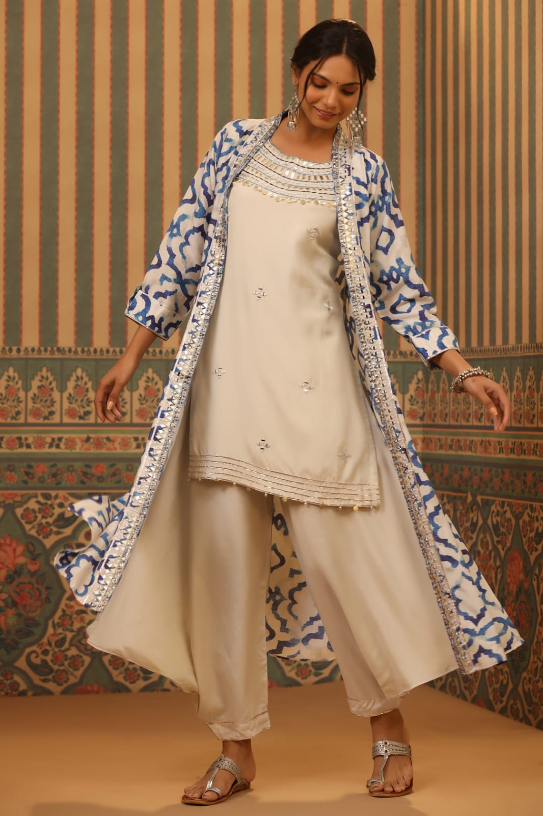 Aqua Waves Kurti Pant with Jacket