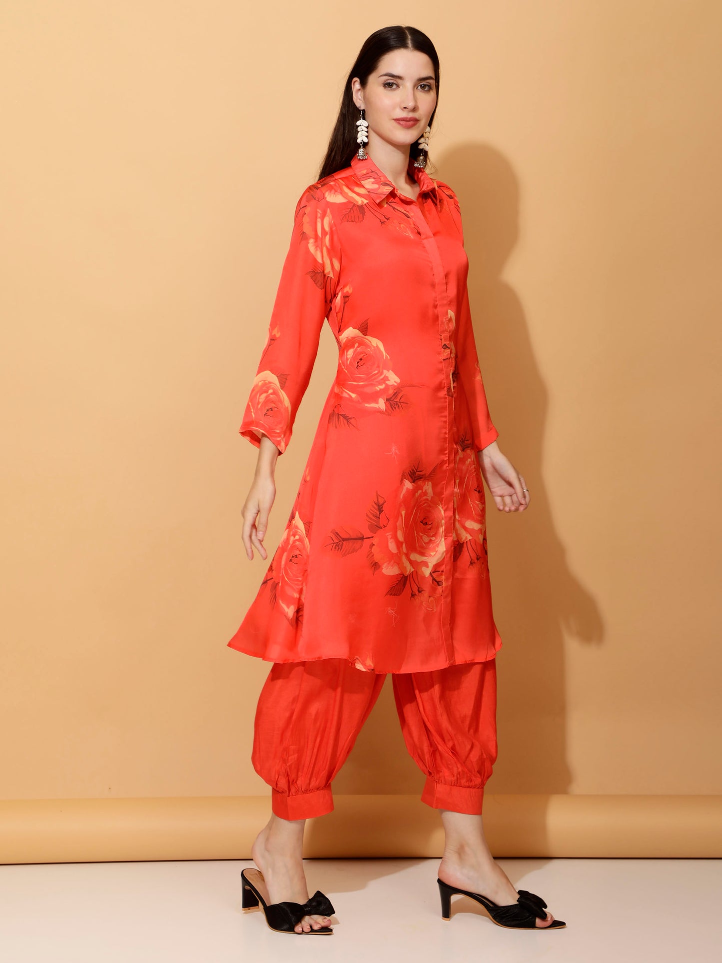 Orange Rose Printed Co-Ord Set