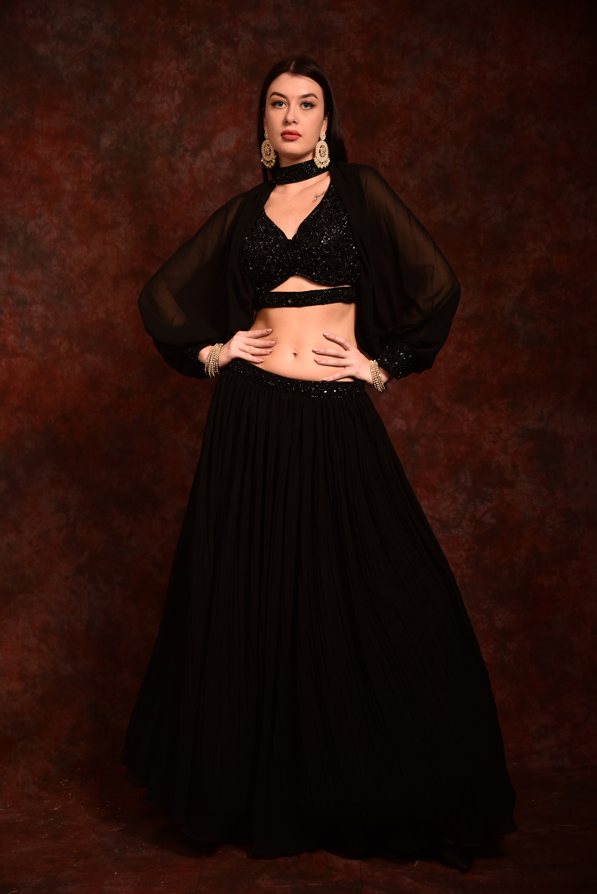 Black lengha skirt best sale