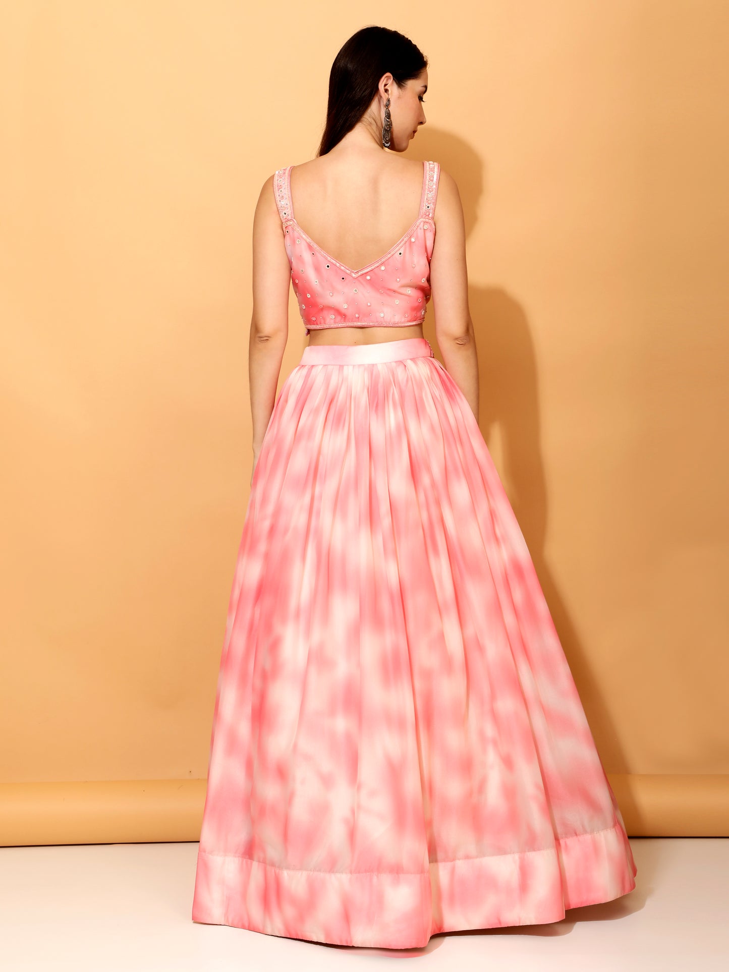 Dreamy Pink Designer Blouse With Skirt