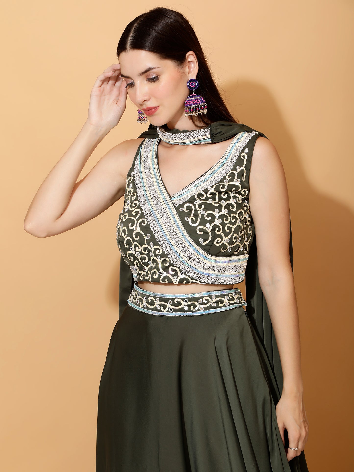 Light Green Crop-top Skirt