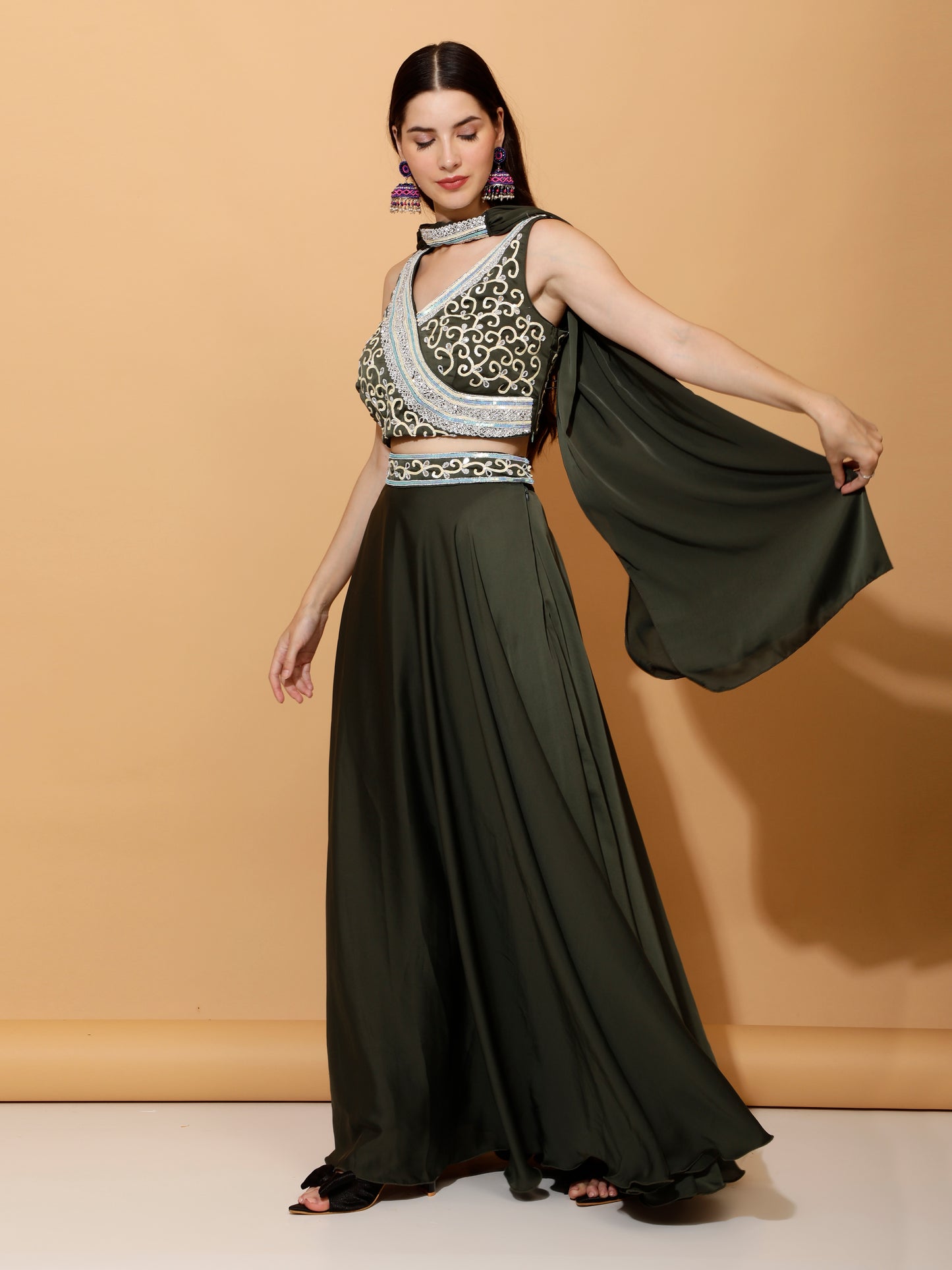 Light Green Crop-top Skirt
