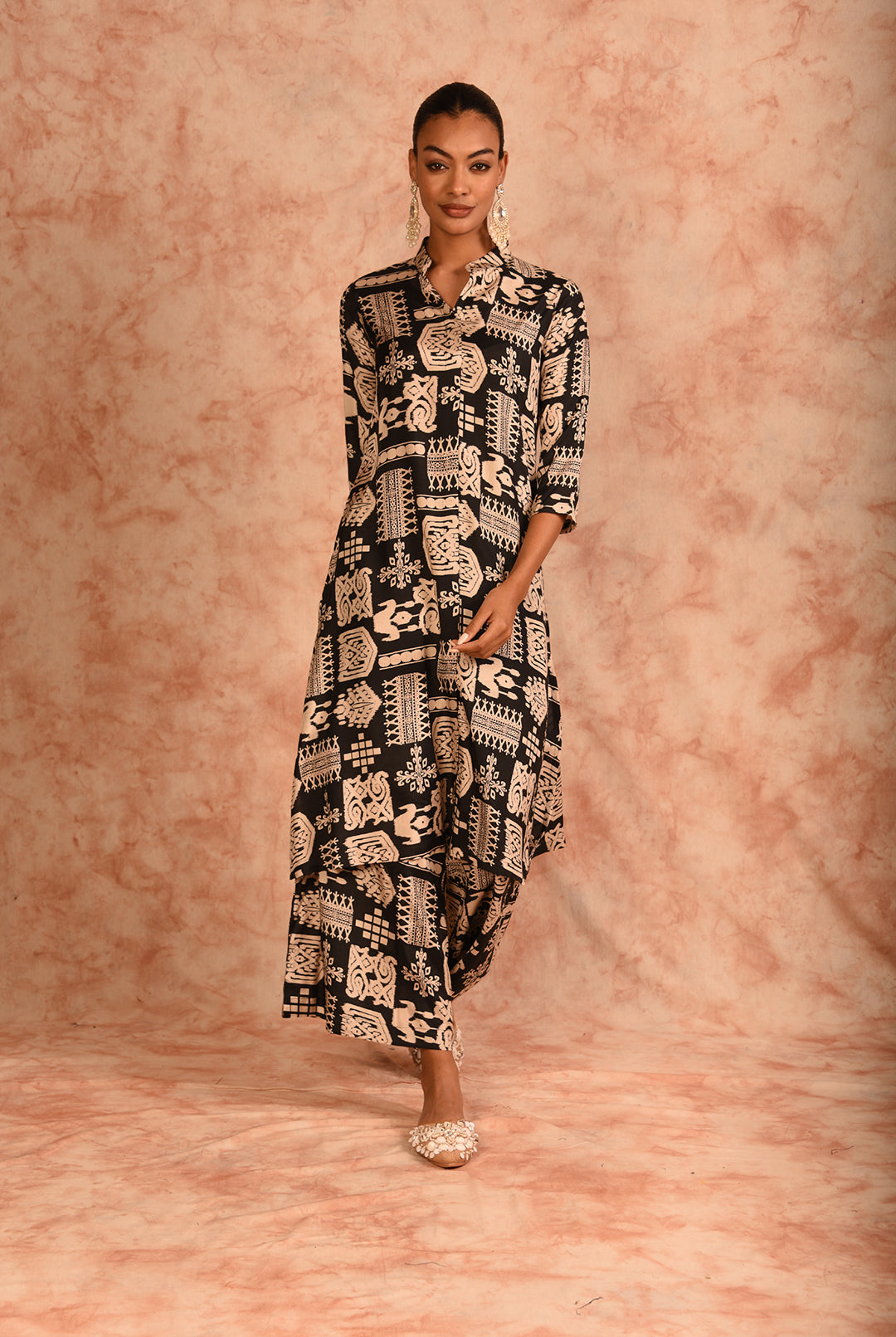 Laalzari black printed muslin co-ord set for women — styled look