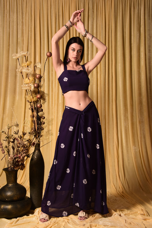 PURLE CROP TOP WITH WRAP SKIRT