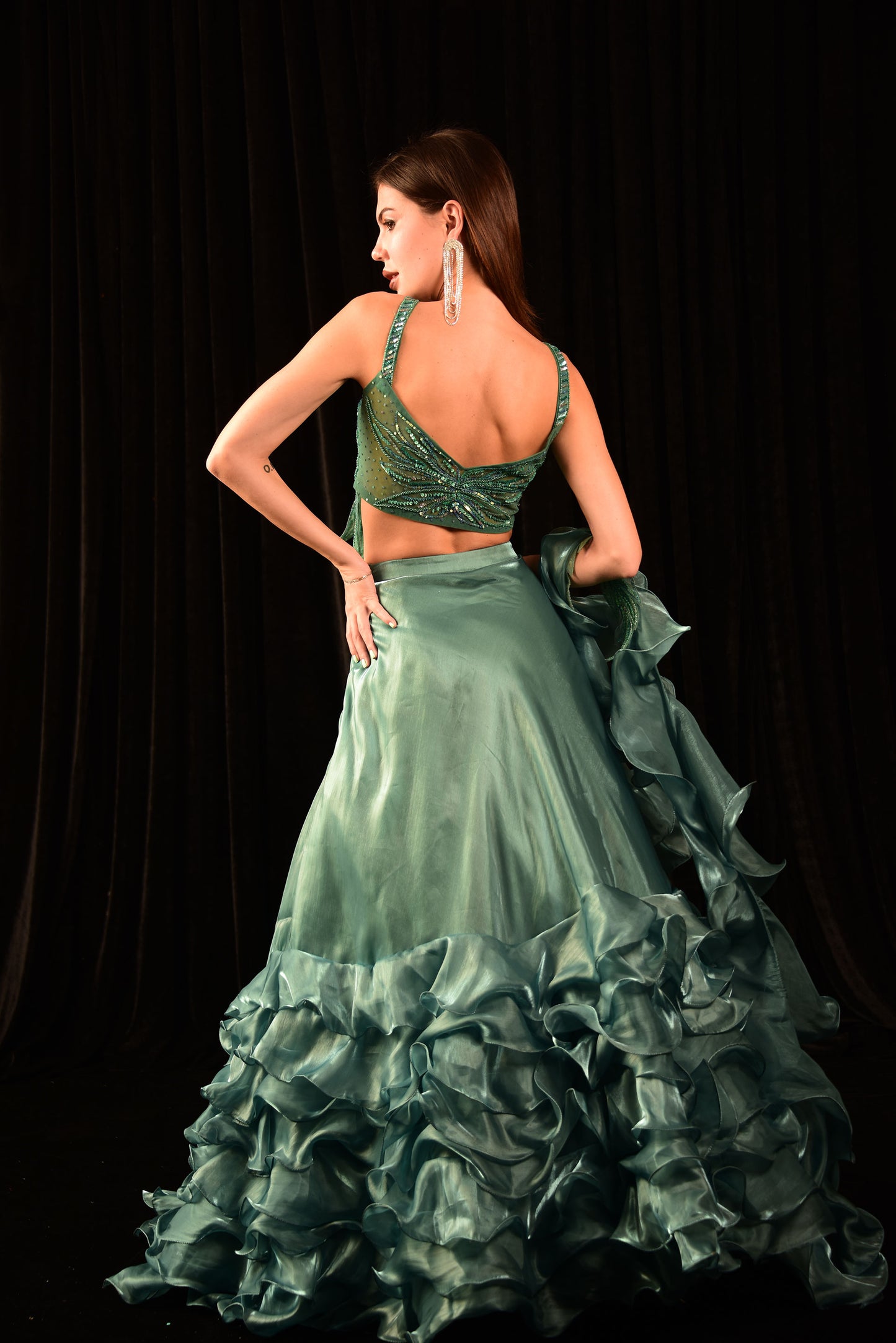 Fusion Wear Sea Green Lehenga CS_BC