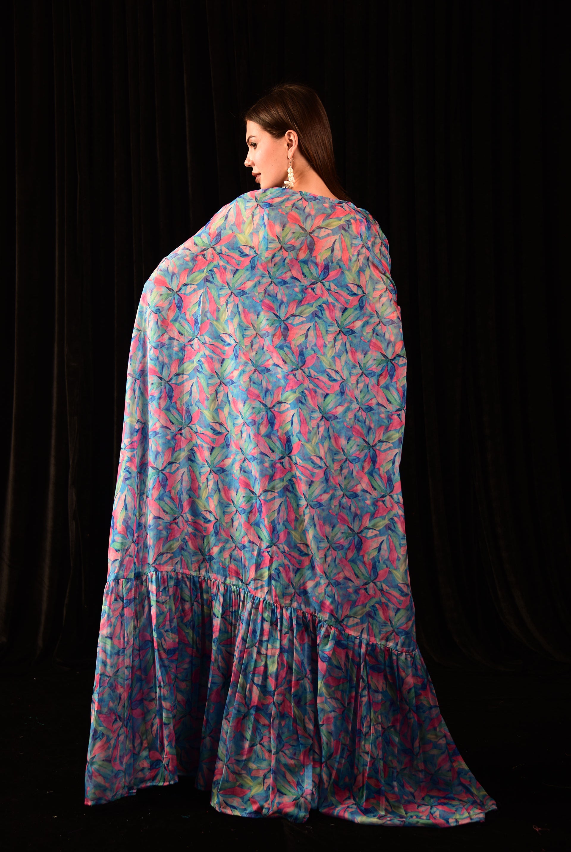 Laalzari crop top with shrug and palazzo for women — close-up detail