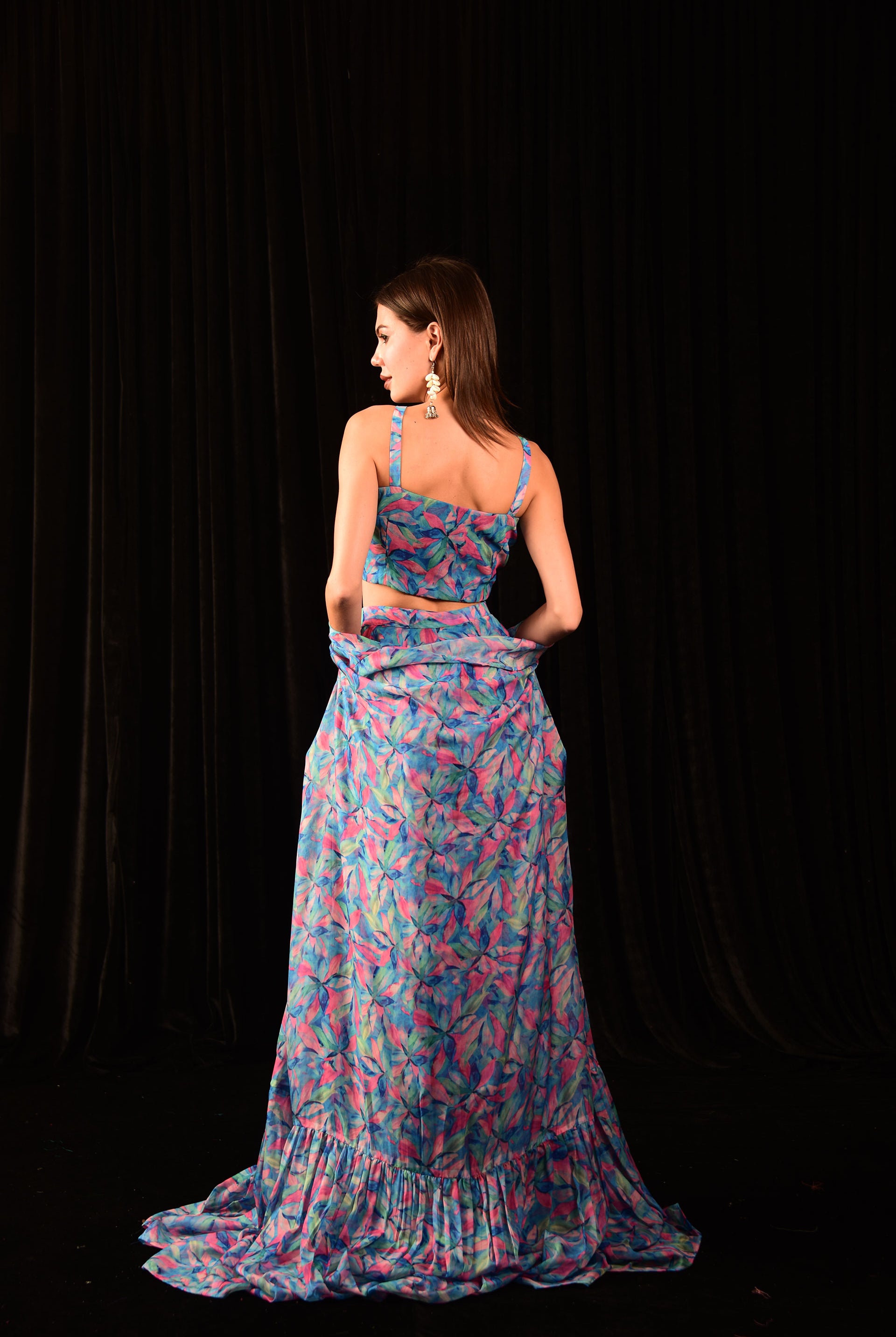 Laalzari crop top with shrug and palazzo for women — additional view