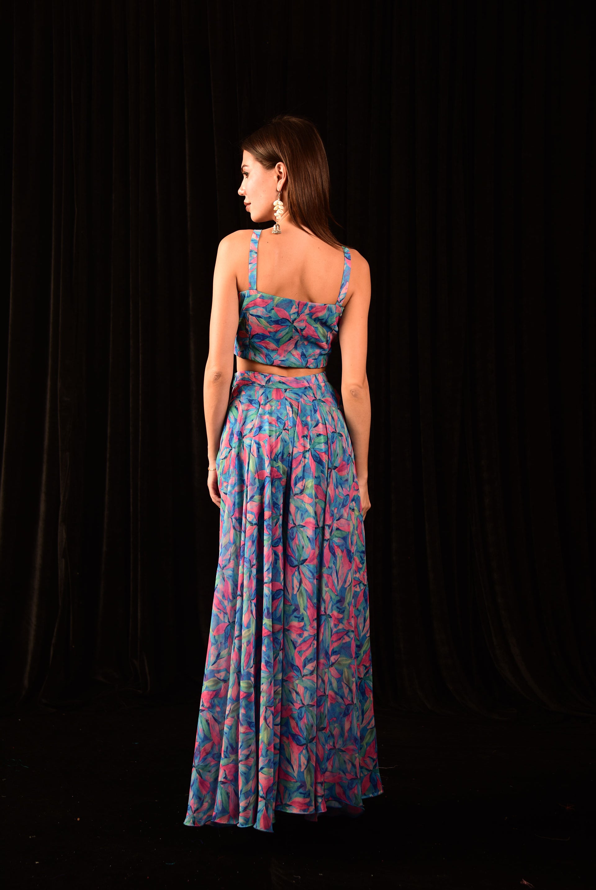 Laalzari crop top with shrug and palazzo for women — additional view
