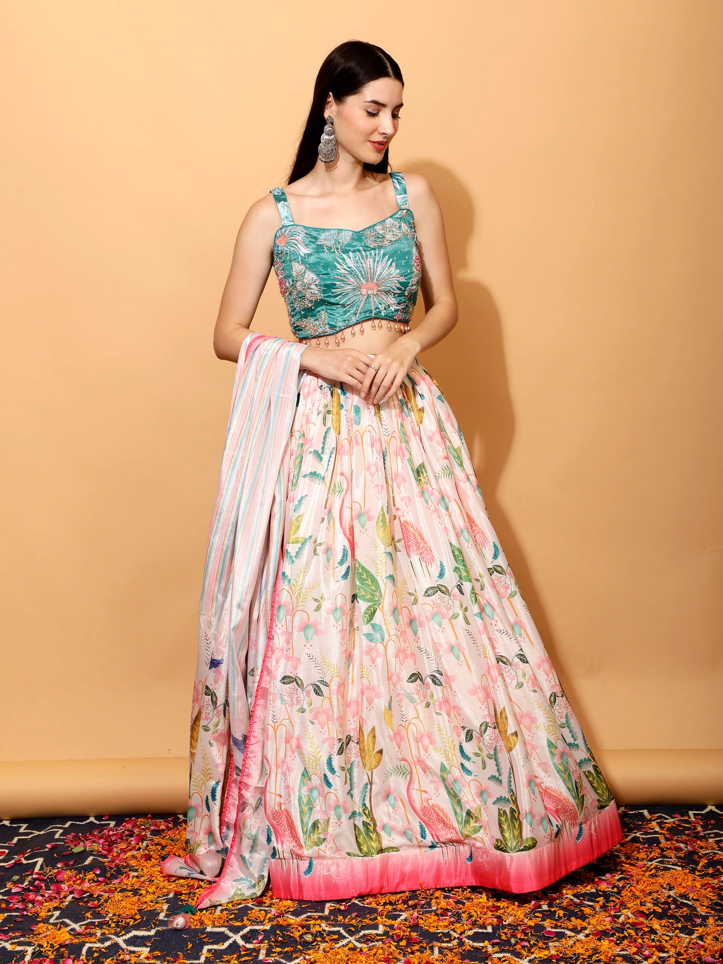 FLAMINGO PARADISE LEHENGA SET - NATURAL