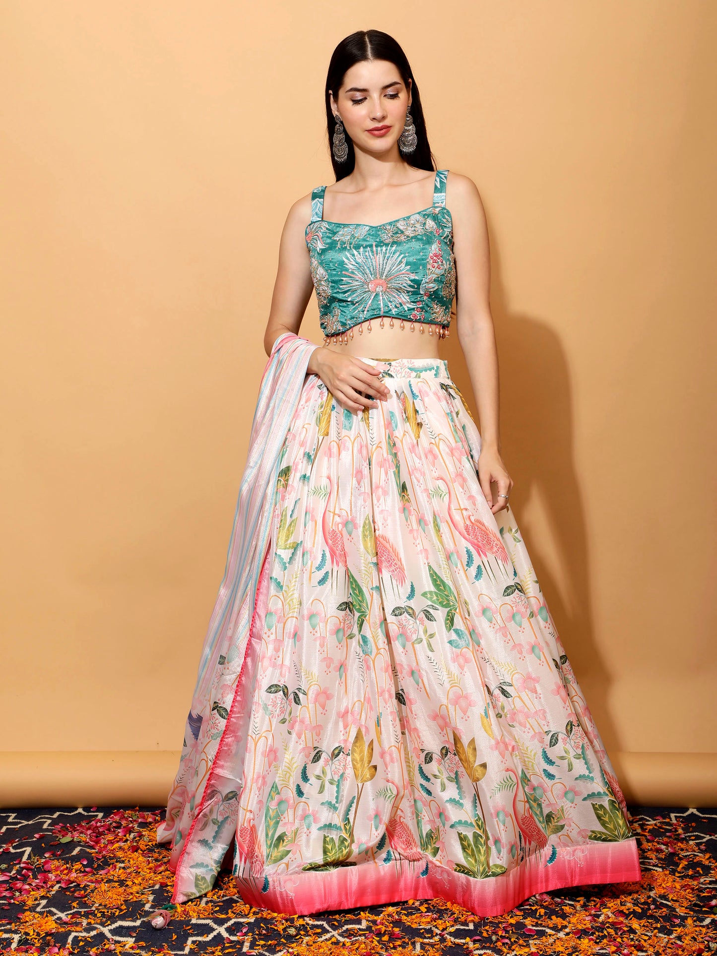 FLAMINGO PARADISE LEHENGA SET - NATURAL