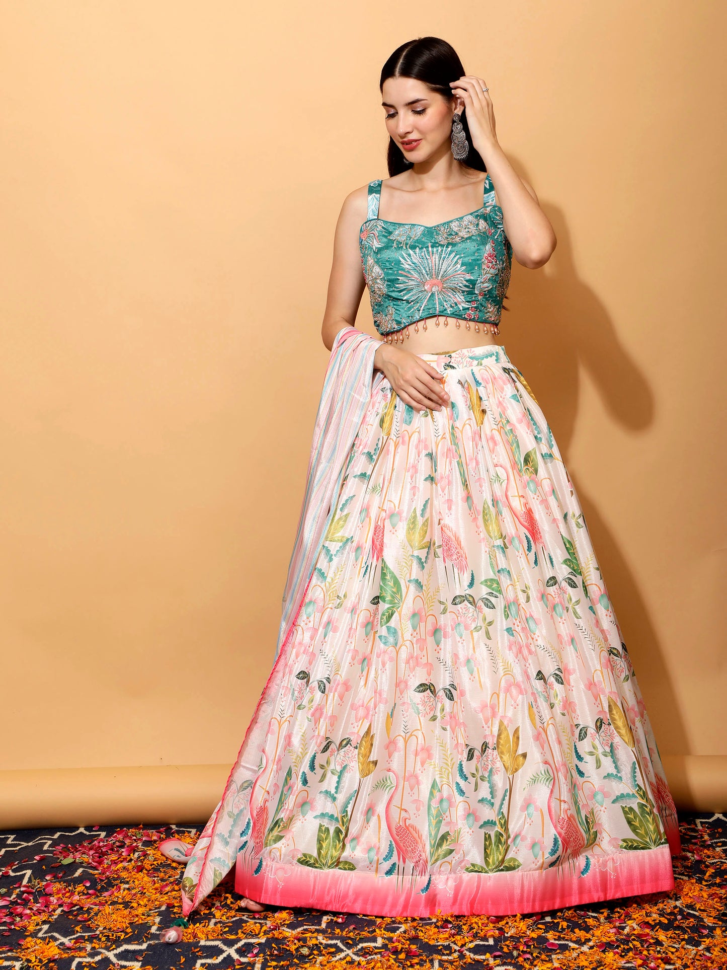 FLAMINGO PARADISE LEHENGA SET - NATURAL
