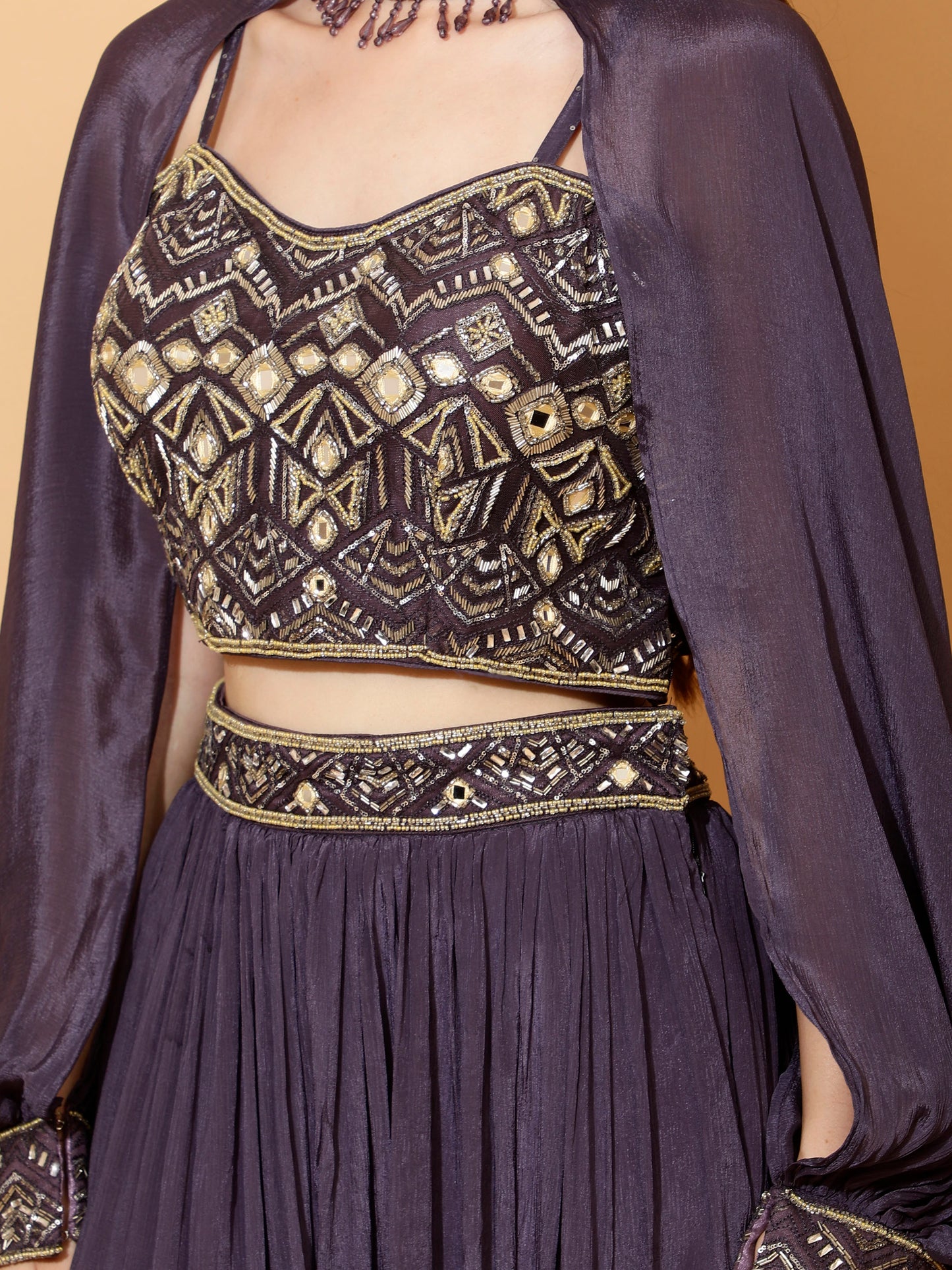 INDO_WESTERN LEHENGA WITH CHOKER SLEEVES