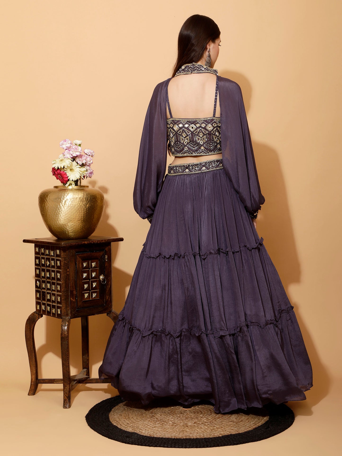 INDO_WESTERN LEHENGA WITH CHOKER SLEEVES