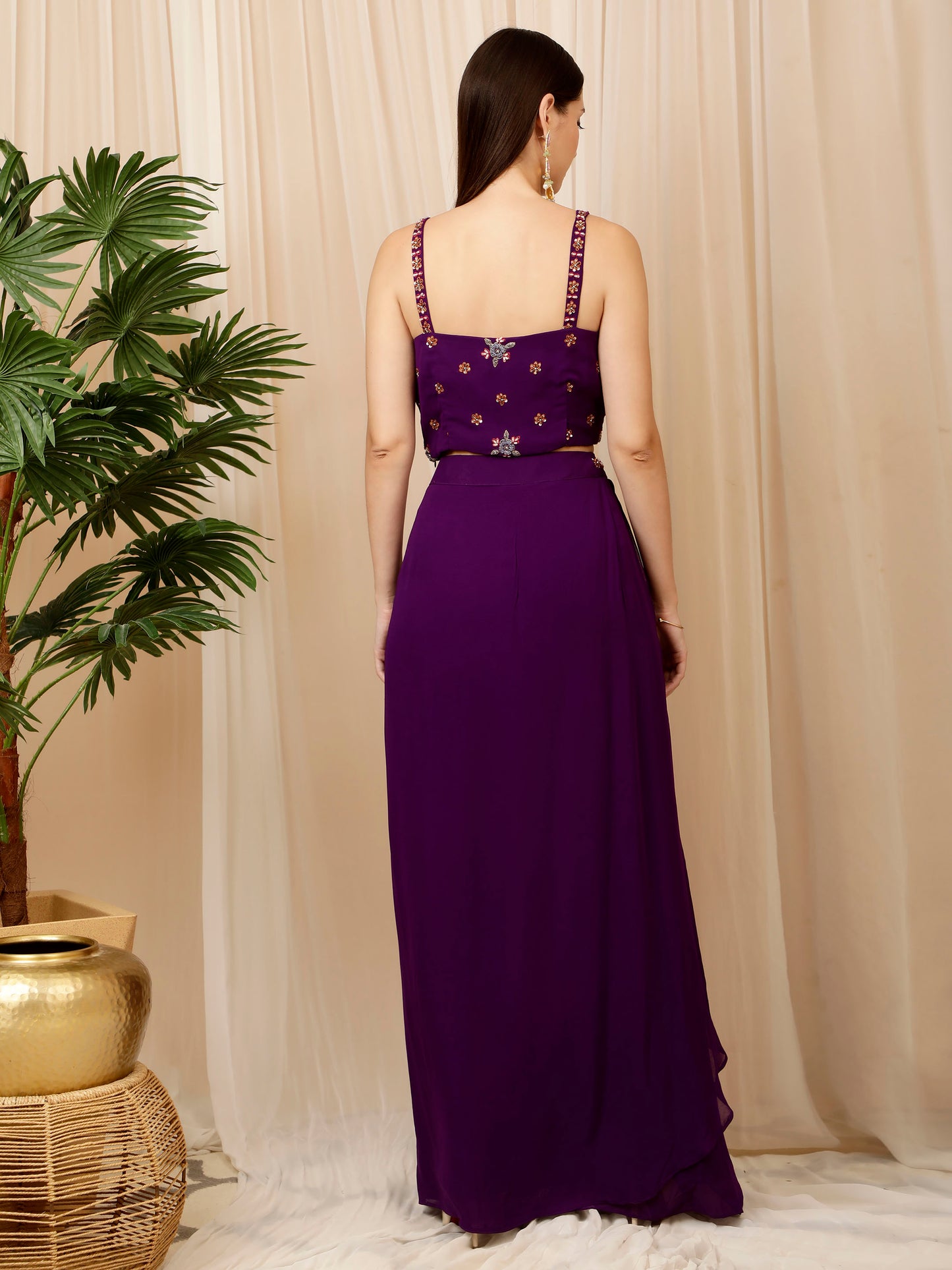 Violet Sparkle Indowestern Dress