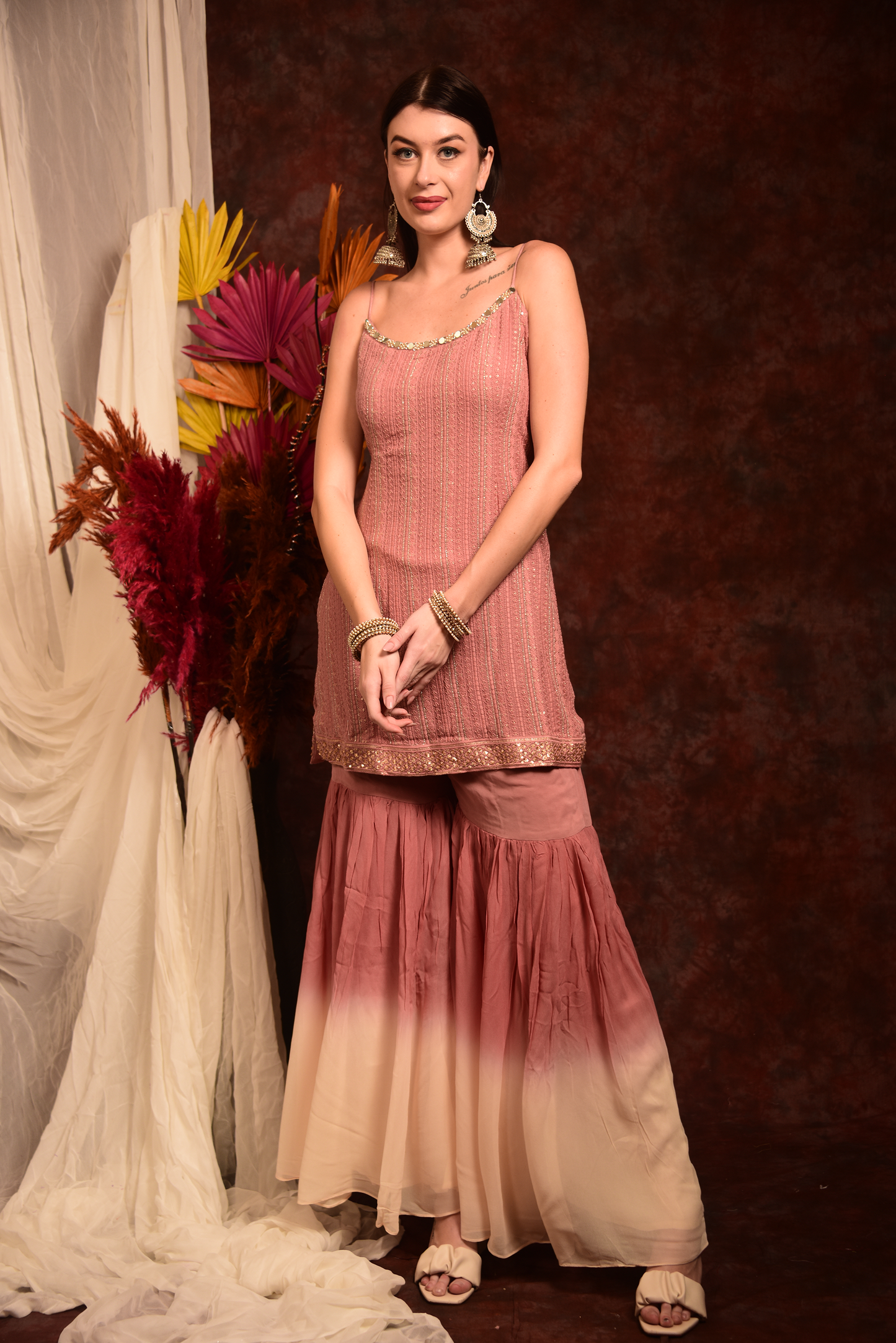 BABY PINK OMBRE SHARARA SUIT