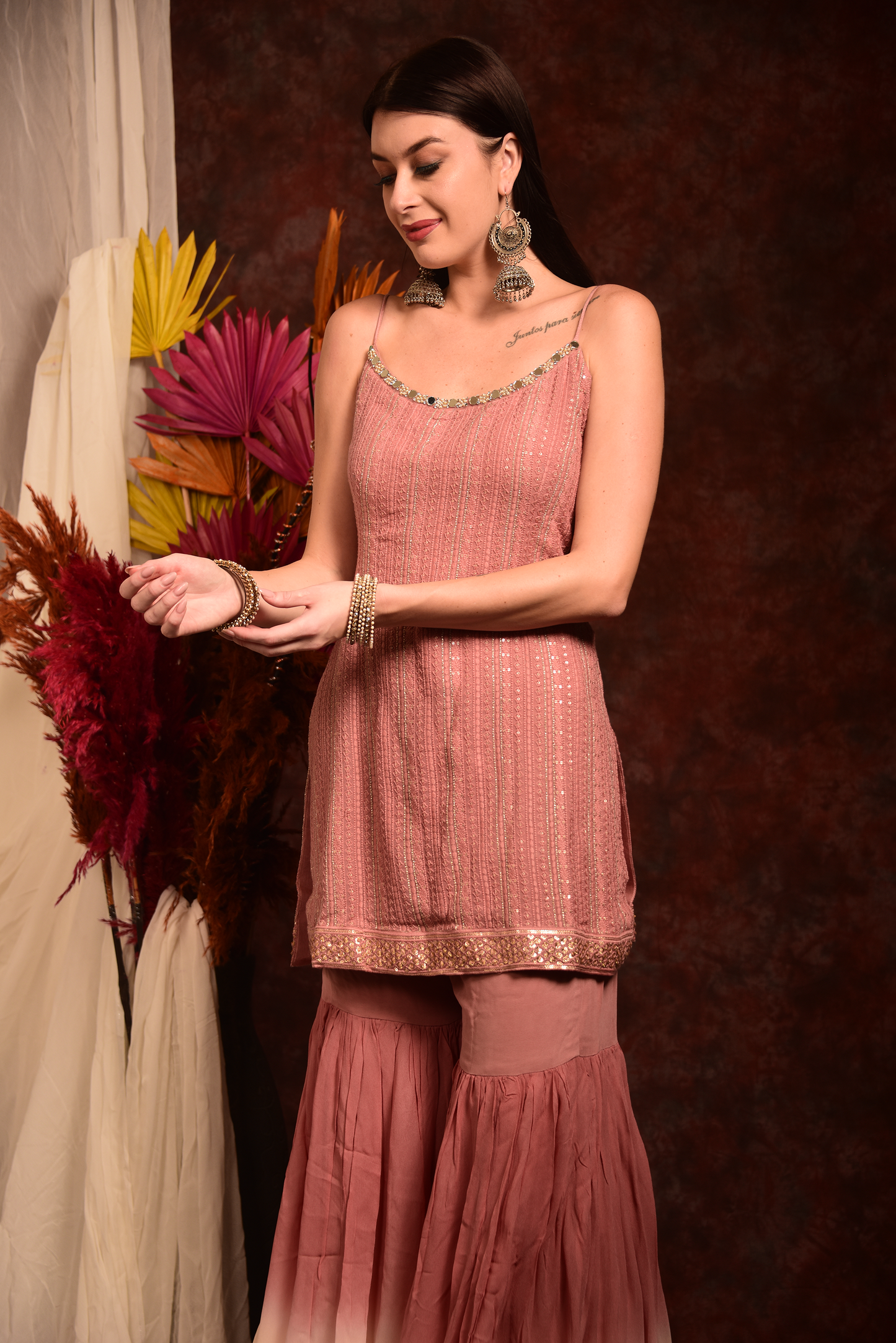 BABY PINK OMBRE SHARARA SUIT