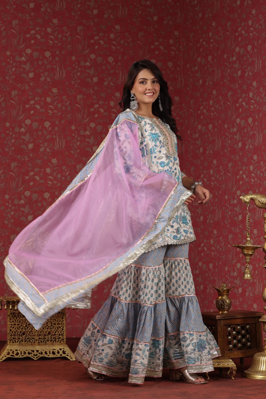 LUXURY COTTON SHARARA WITH GOTA