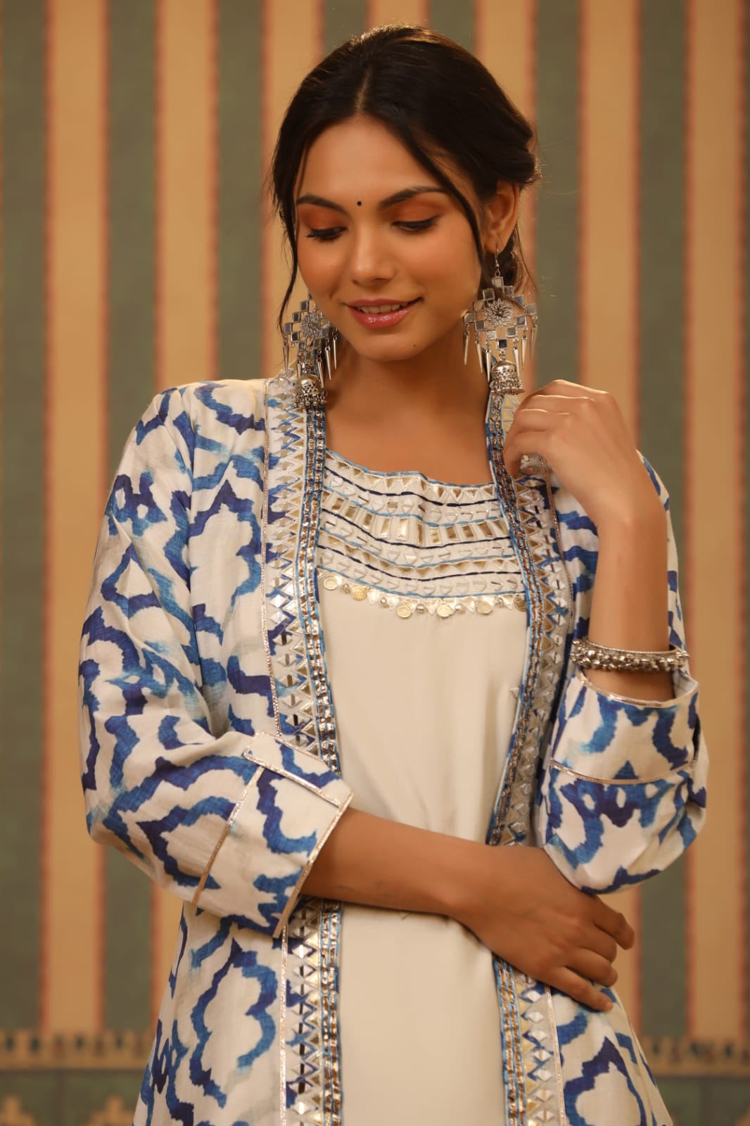 Aqua Waves Kurti Pant with Jacket
