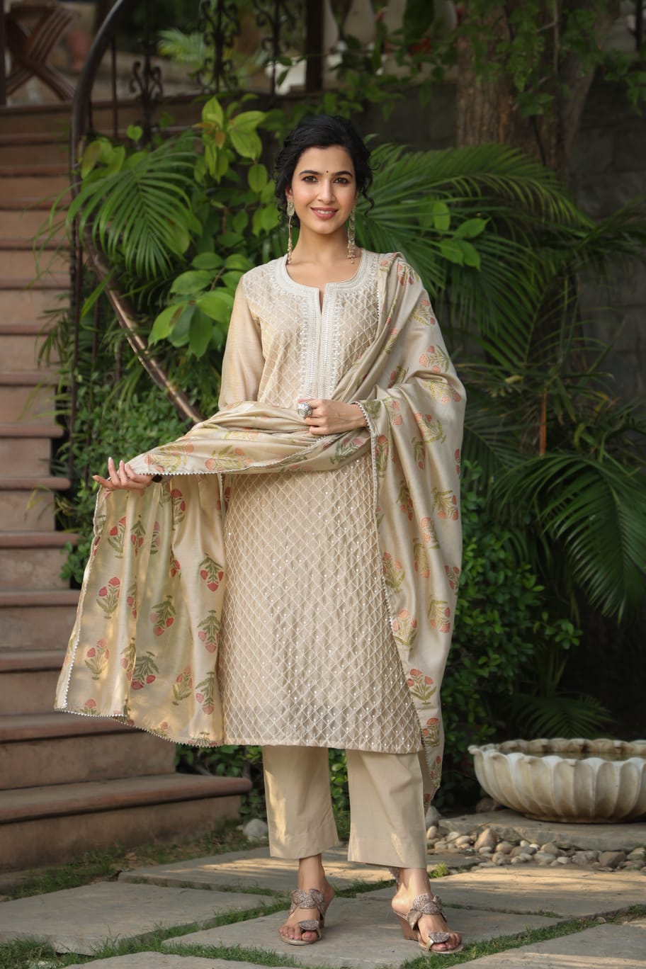 Classic Suit With Printed Dupatta