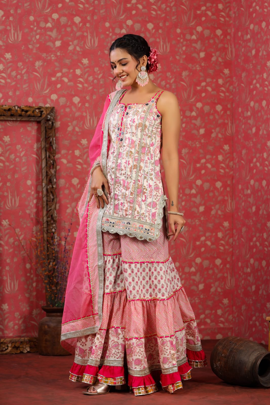 Pink Gota Patti Sharara