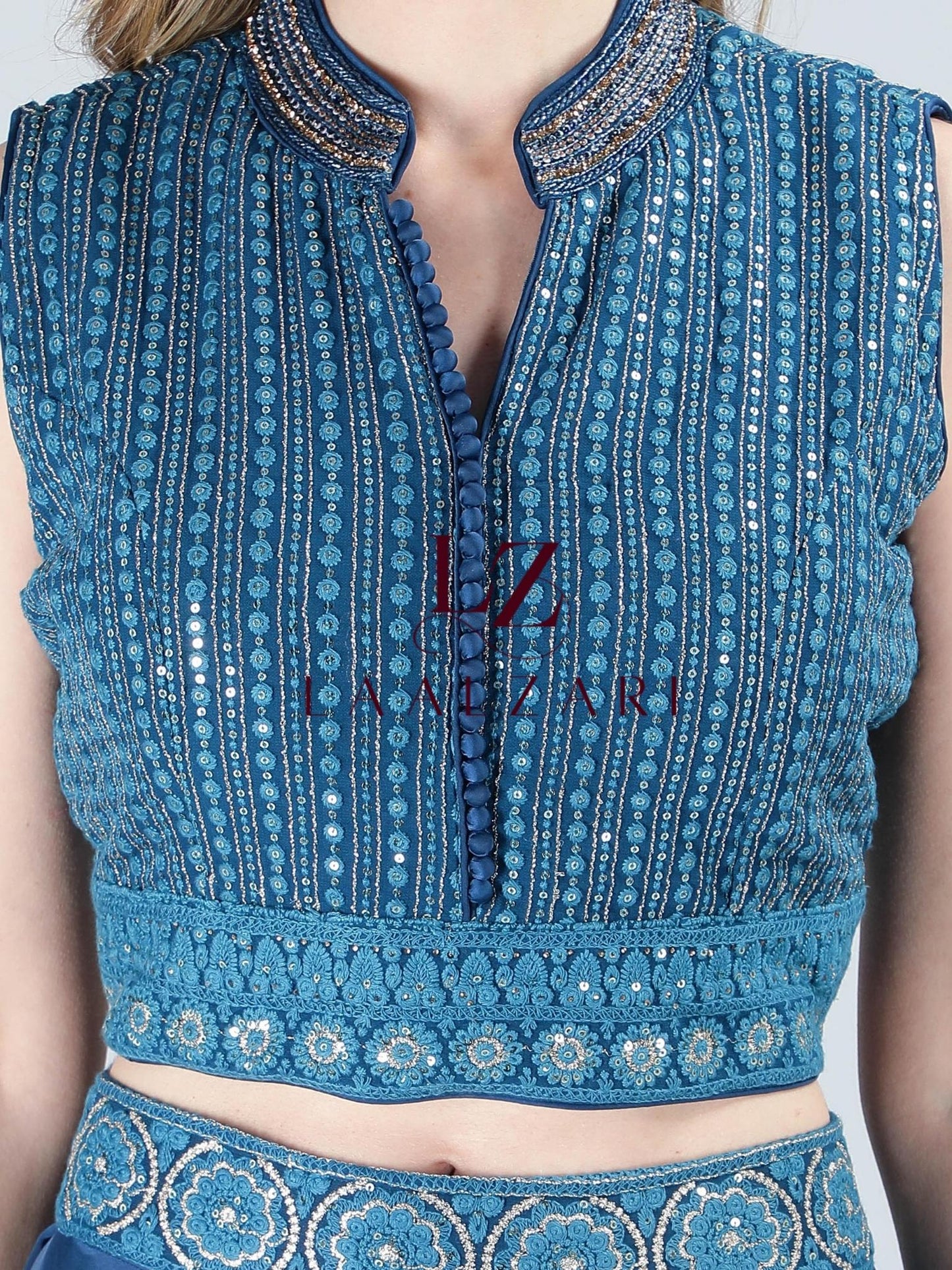 Blue sapphire crop top with palazzo