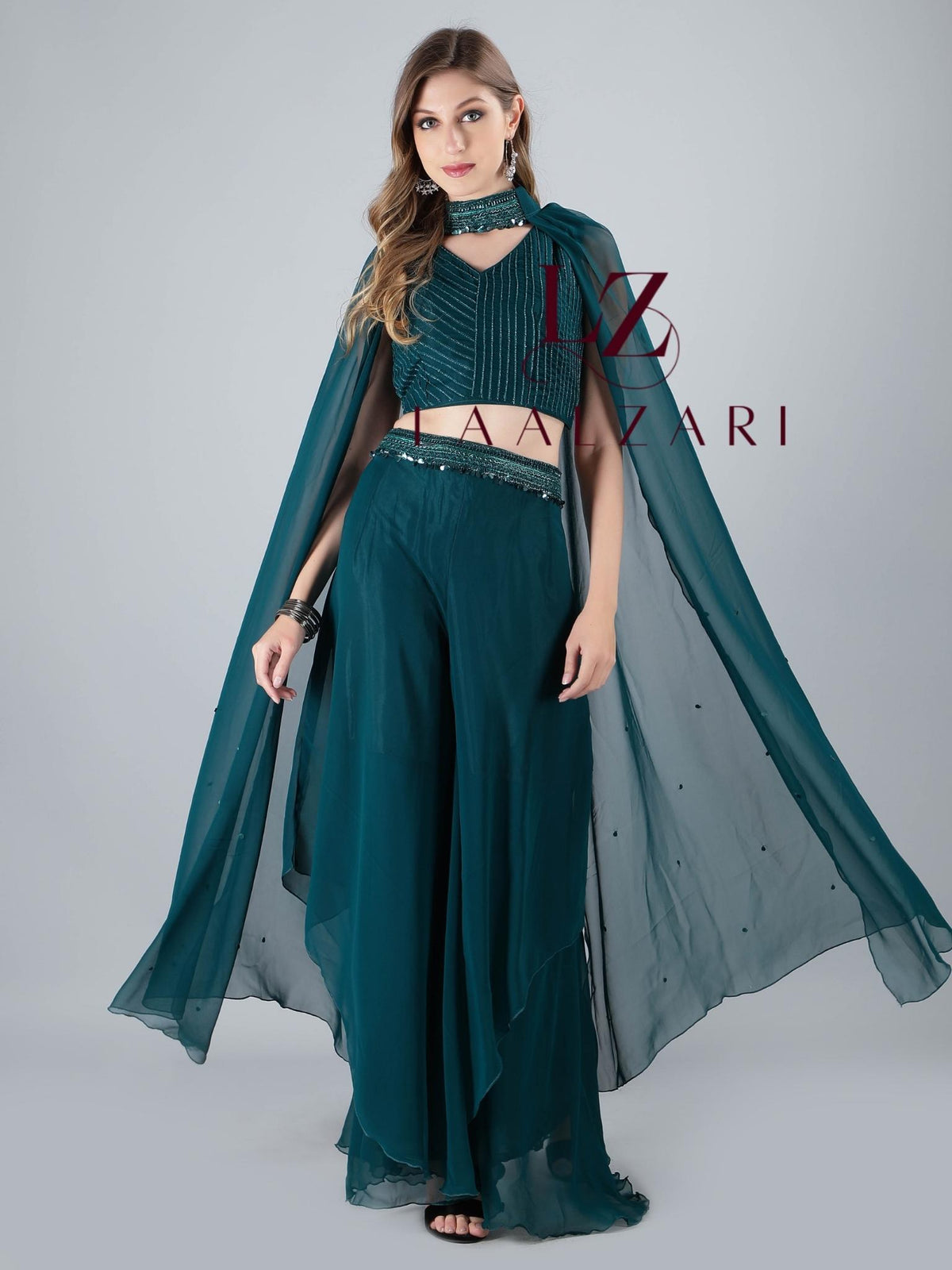 crop top palazzo set