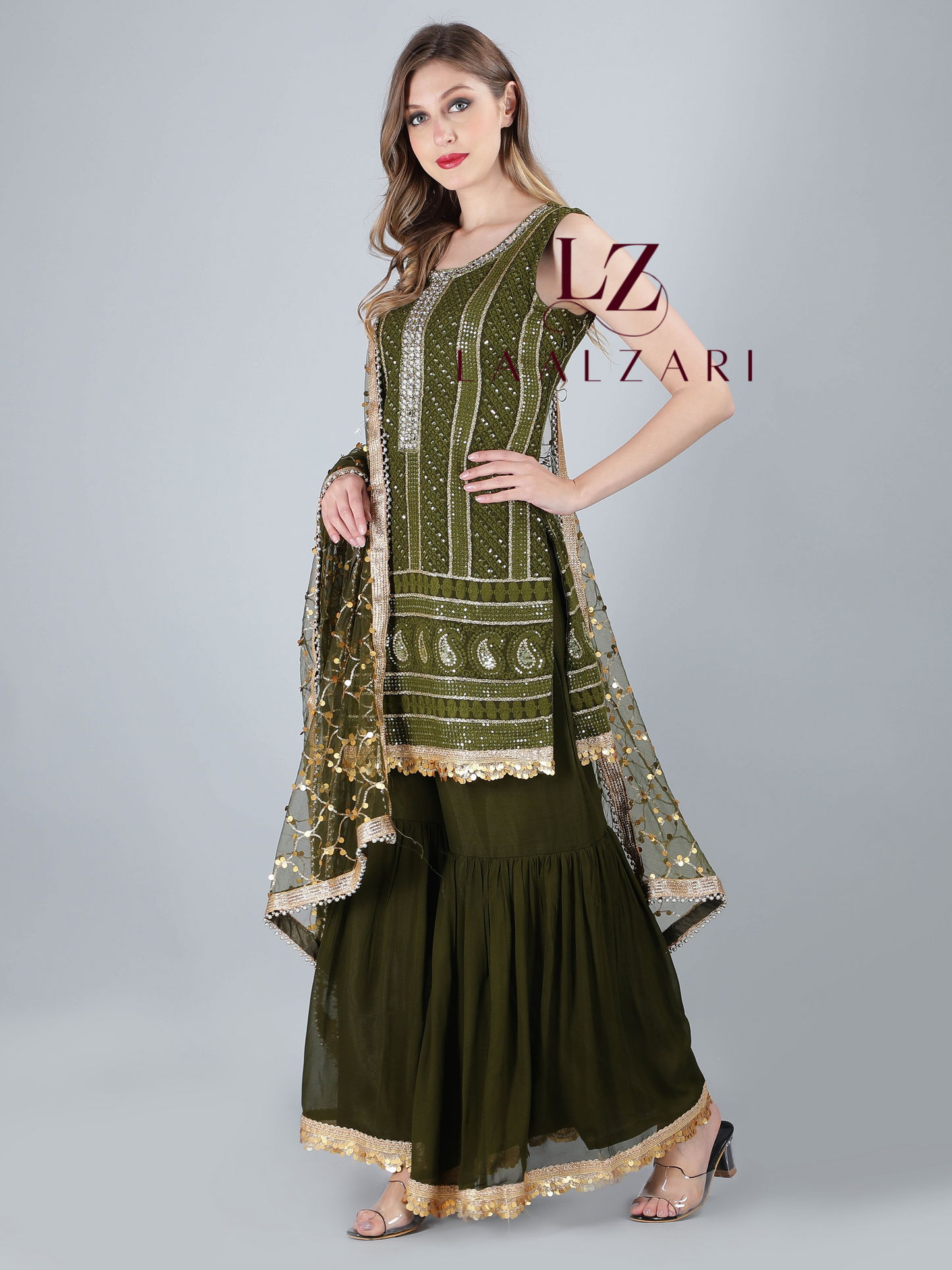 Henna green sharara set