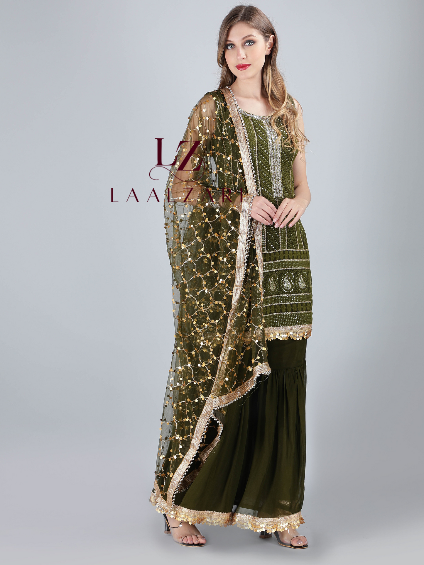 Henna green sharara set