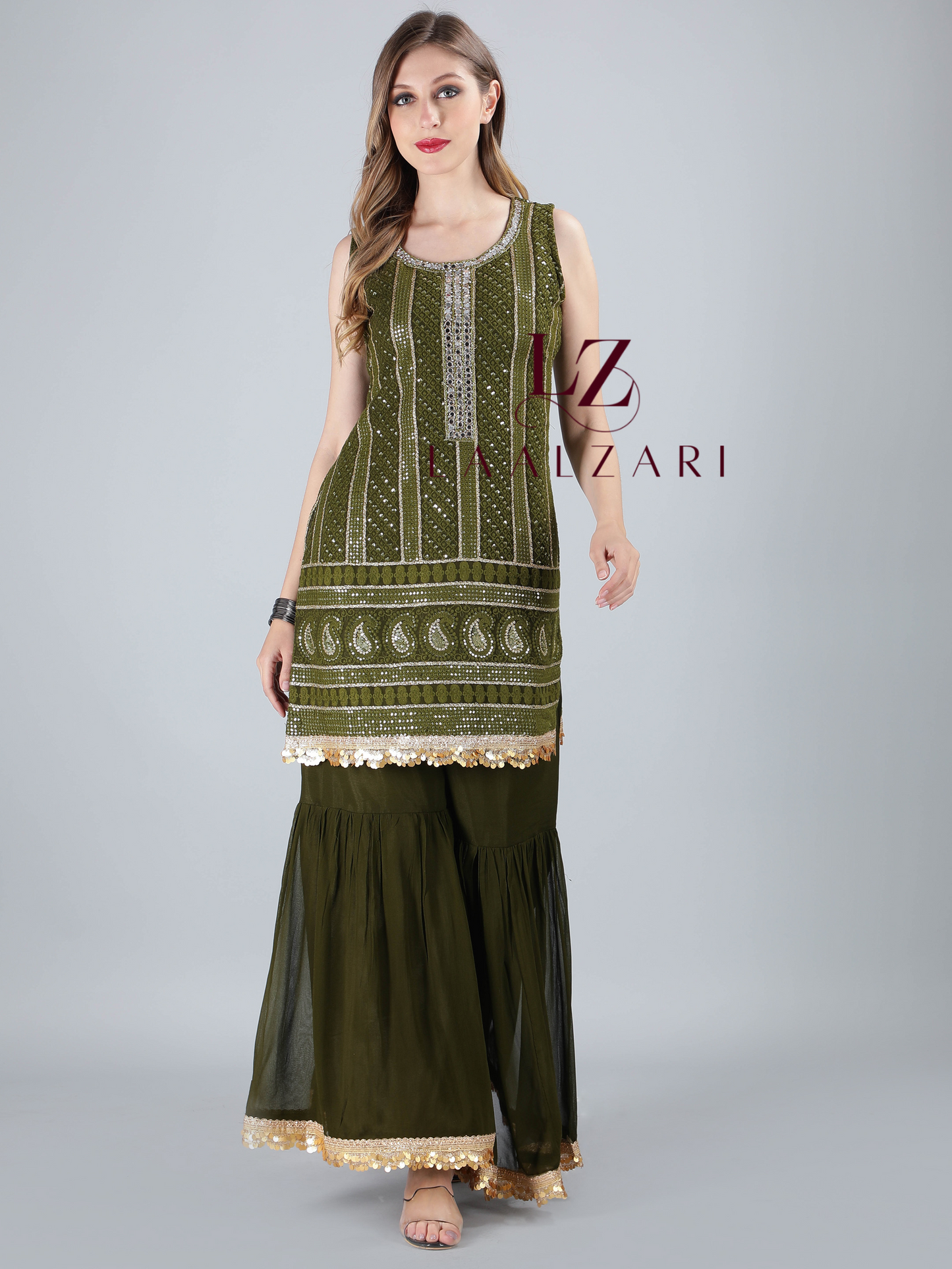 Henna green sharara set