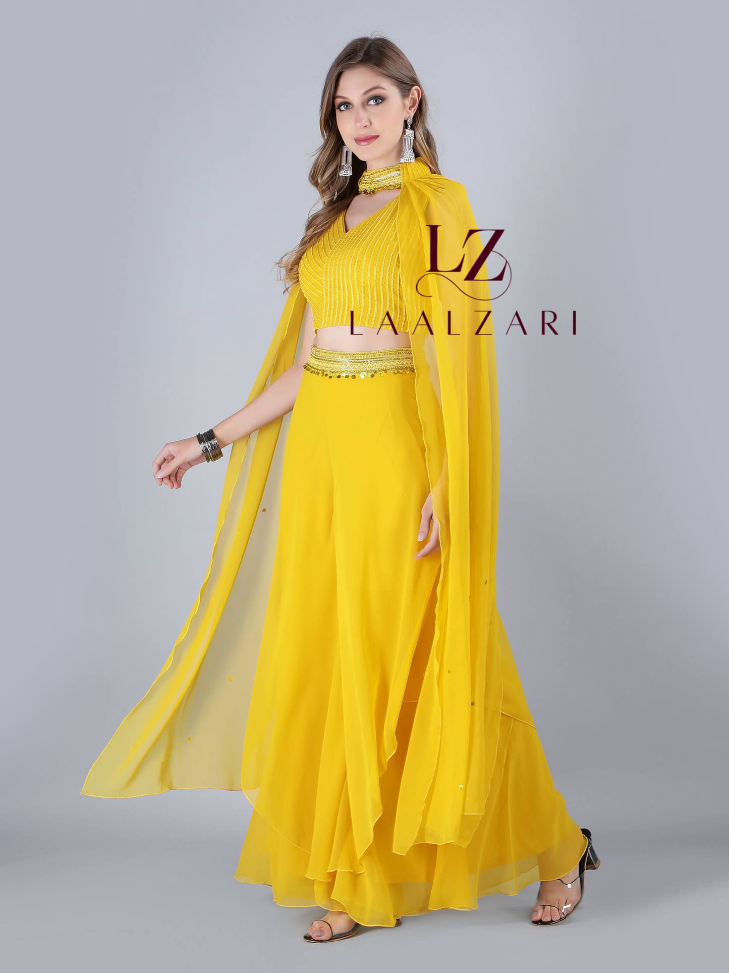 yellow crop top plazo