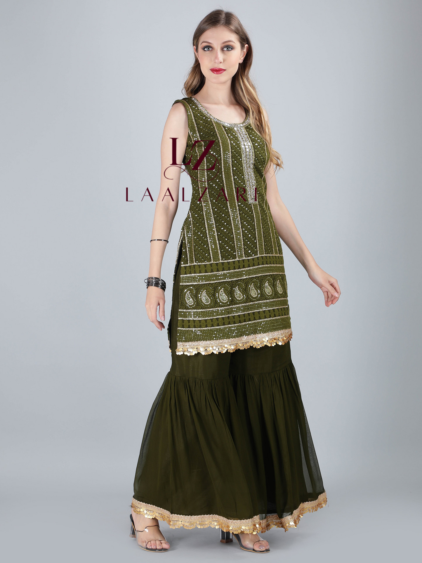 Henna green sharara set