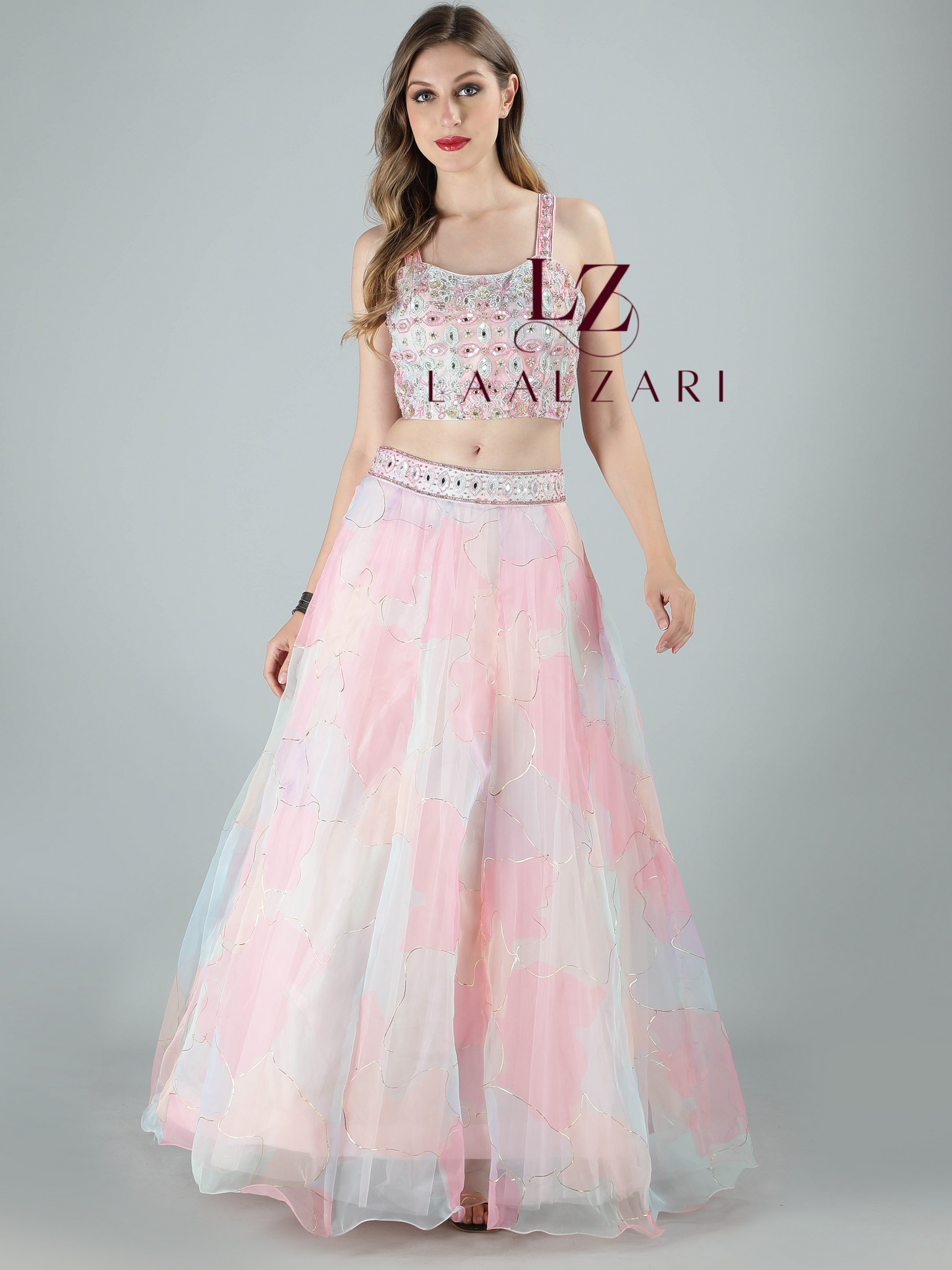 Pastel poems crop top skirt