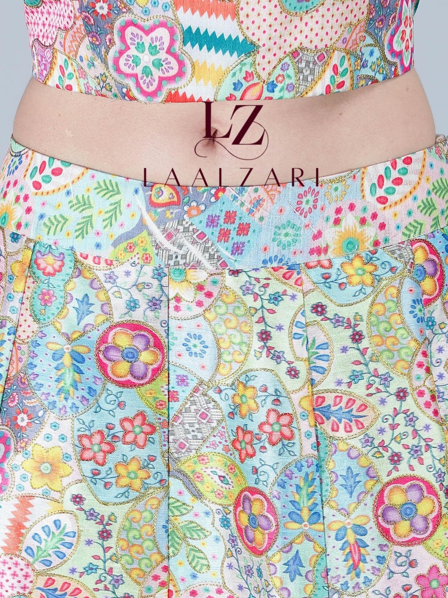 Floral Affairs silk crop top skirt