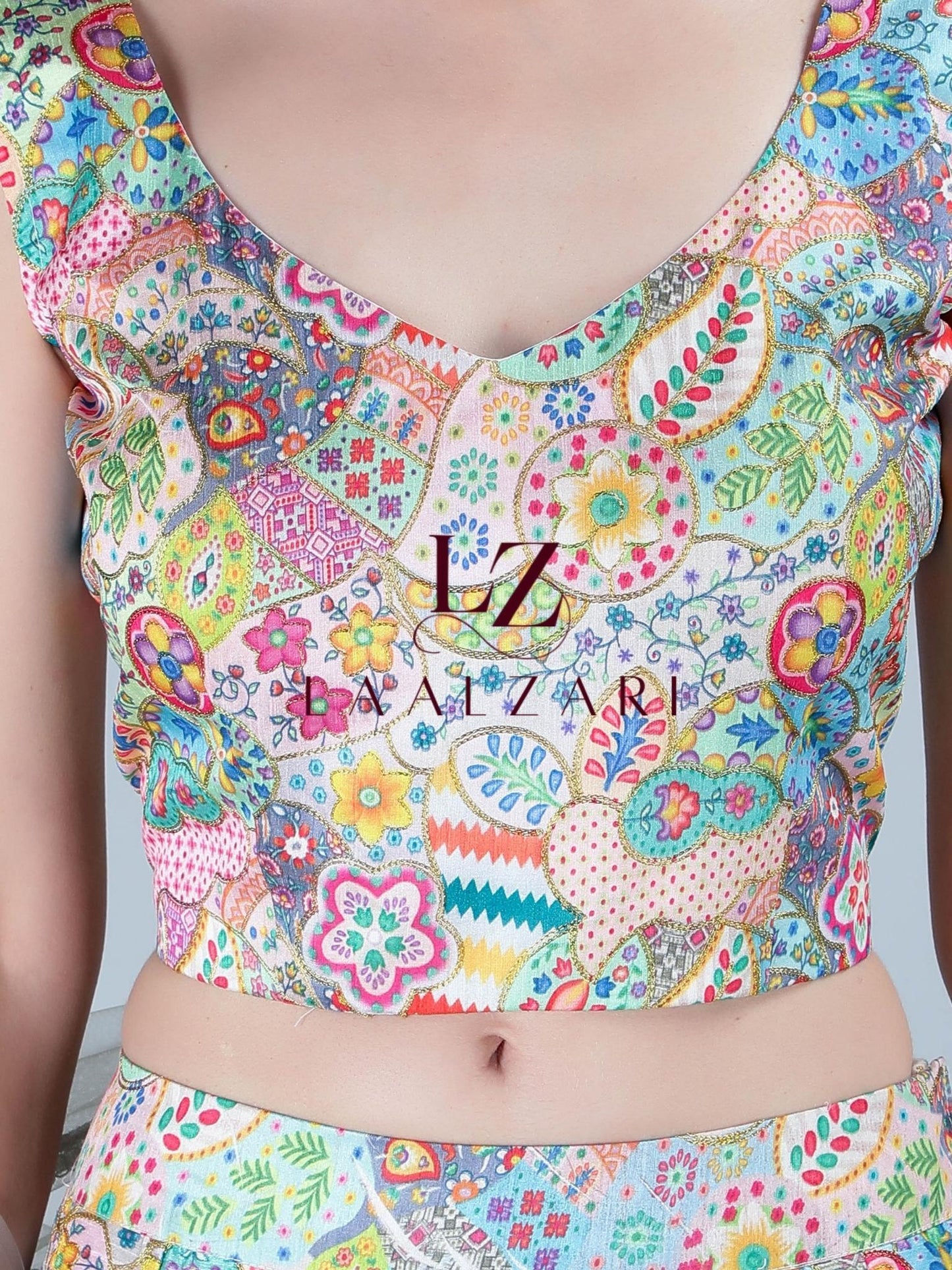 Floral Affairs silk crop top skirt