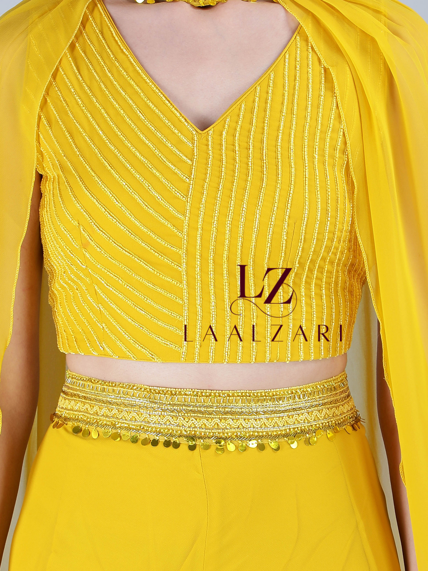 yellow crop top plazo