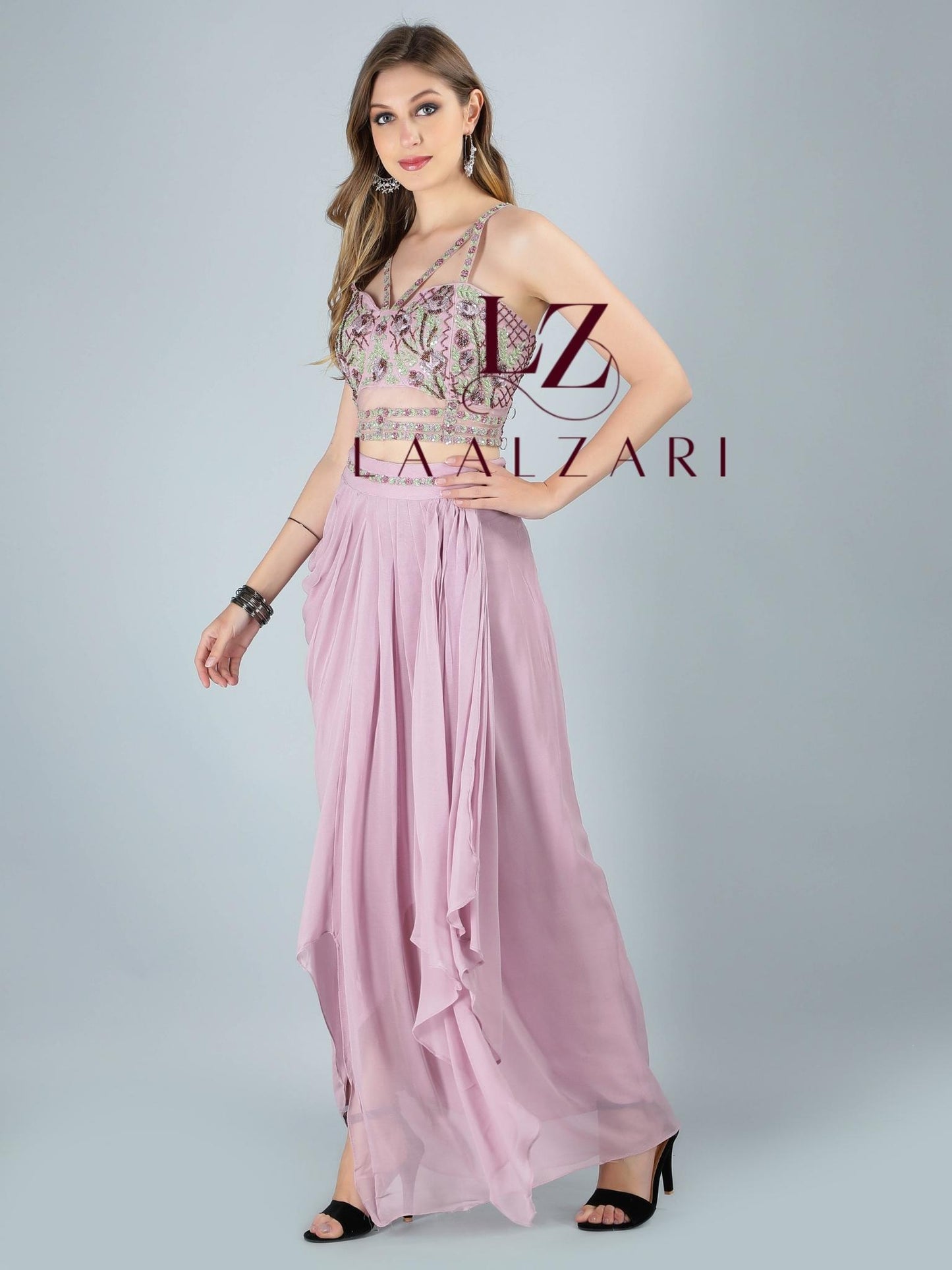 Marvoulous Mauve Dhoti With Blouse