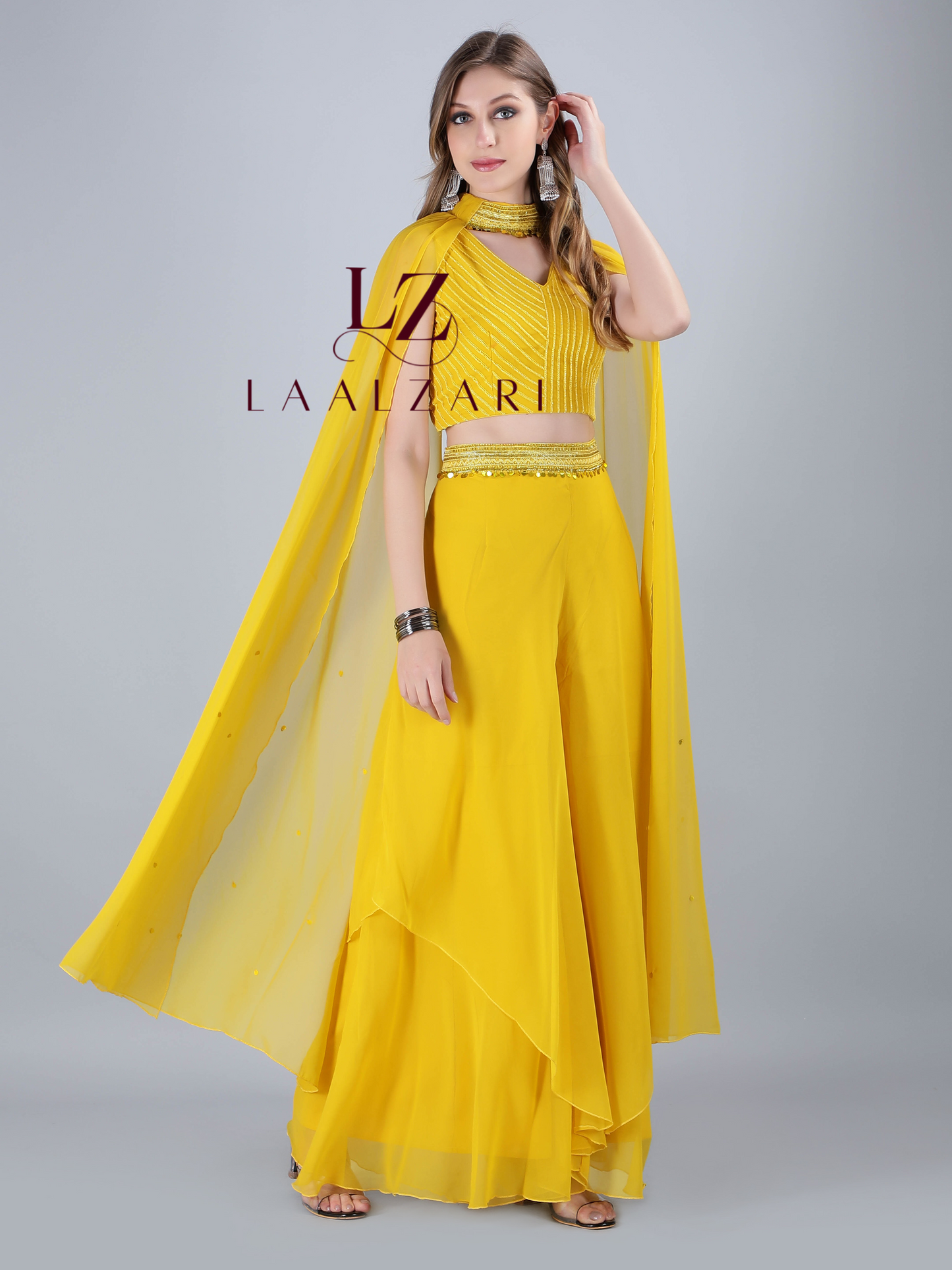 yellow crop top plazo