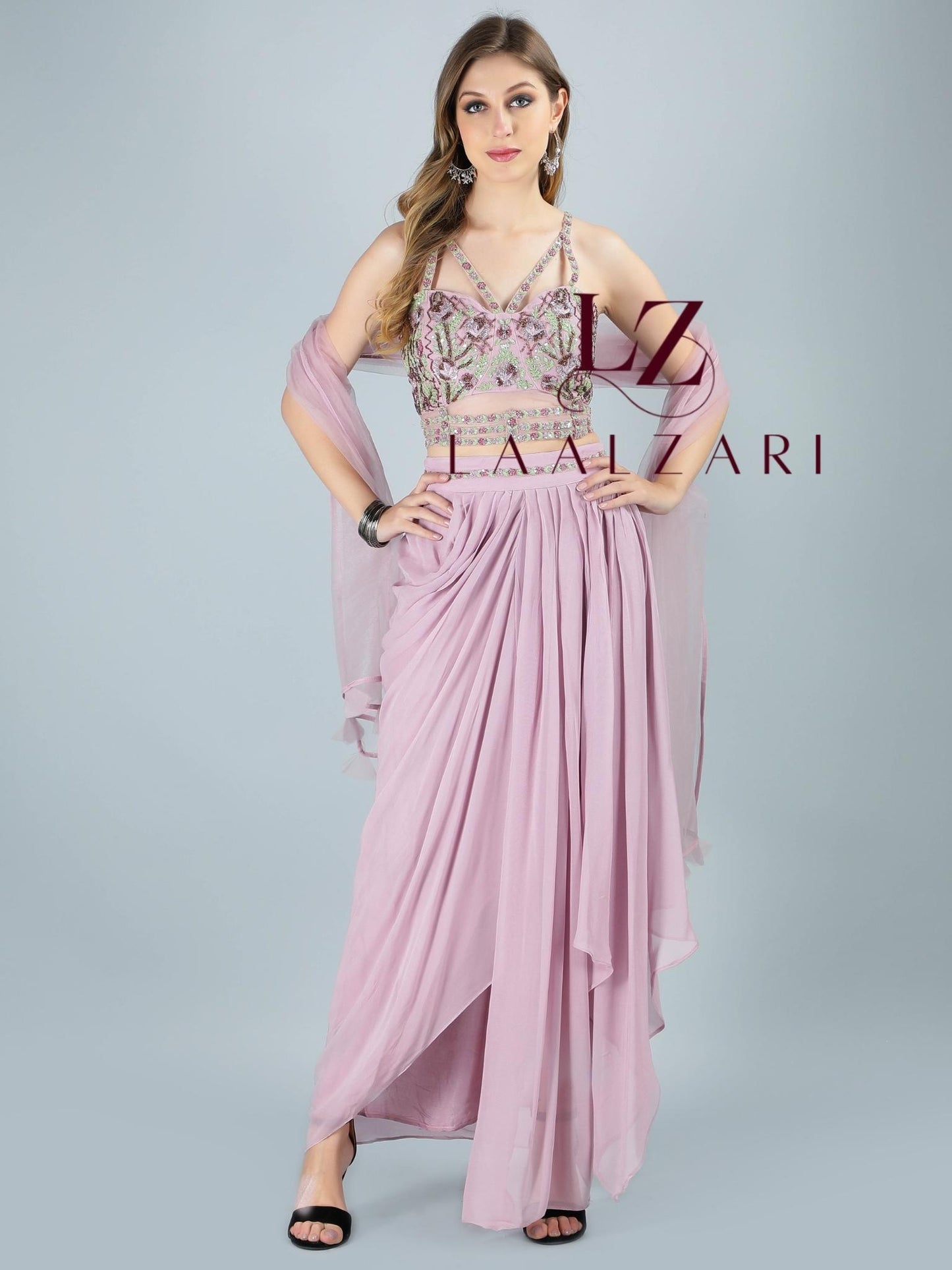 Marvoulous Mauve Dhoti With Blouse